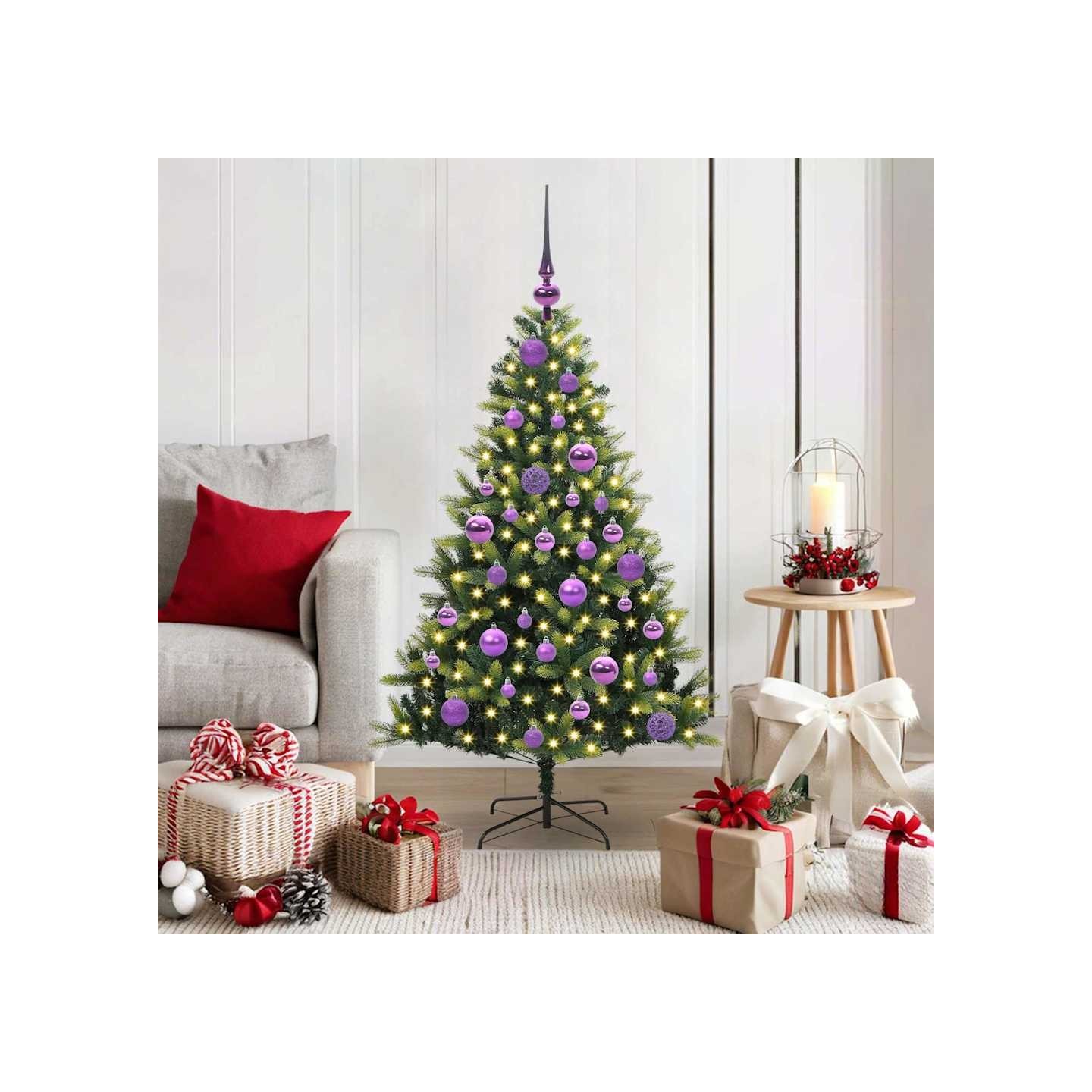 Arbre de Noël artificiel à charnières 150 LED Vert 120 cm