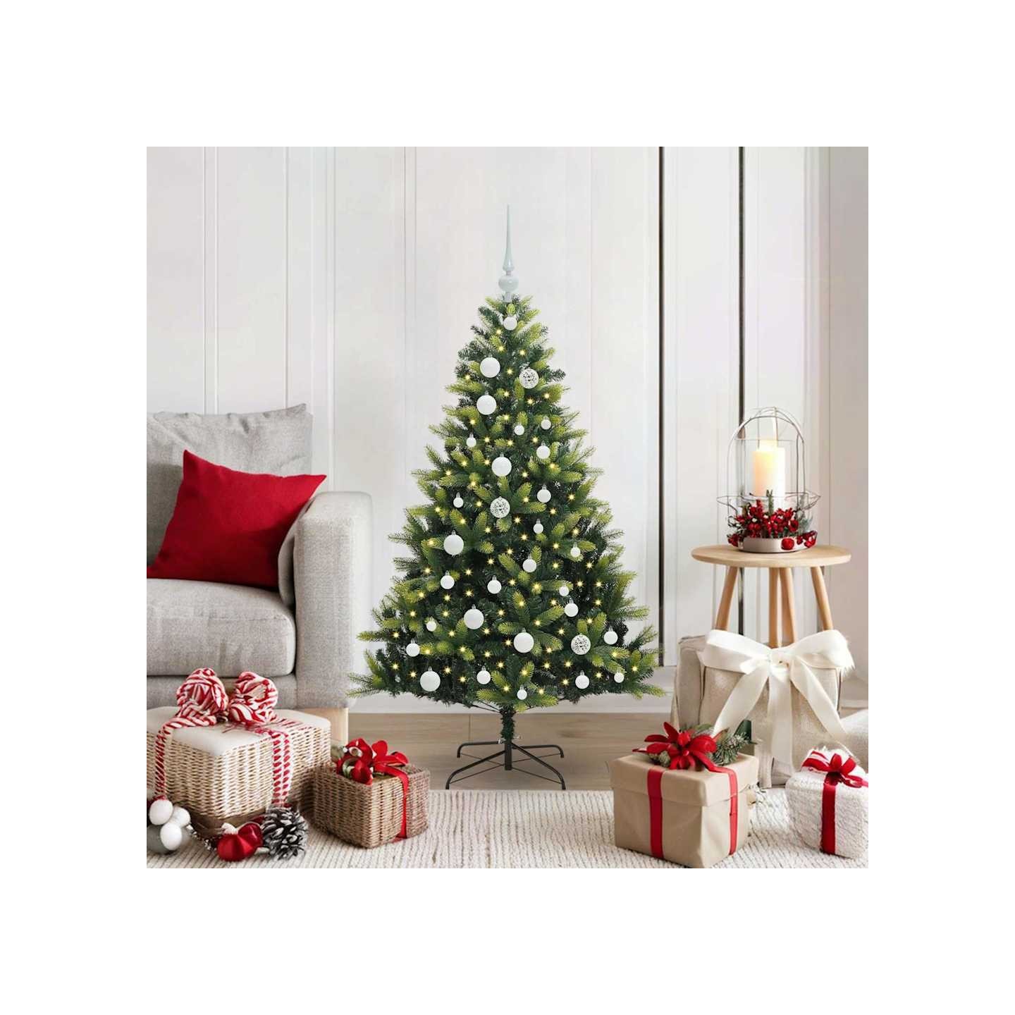 Arbre de Noël artificiel à charnières 150 LED Vert 120 cm