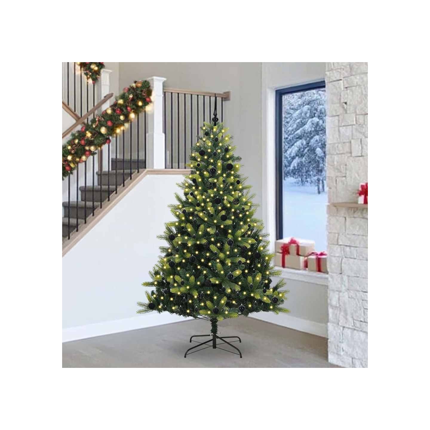 Arbre de Noël artificiel en silicone flexible 300 LEDs Vert