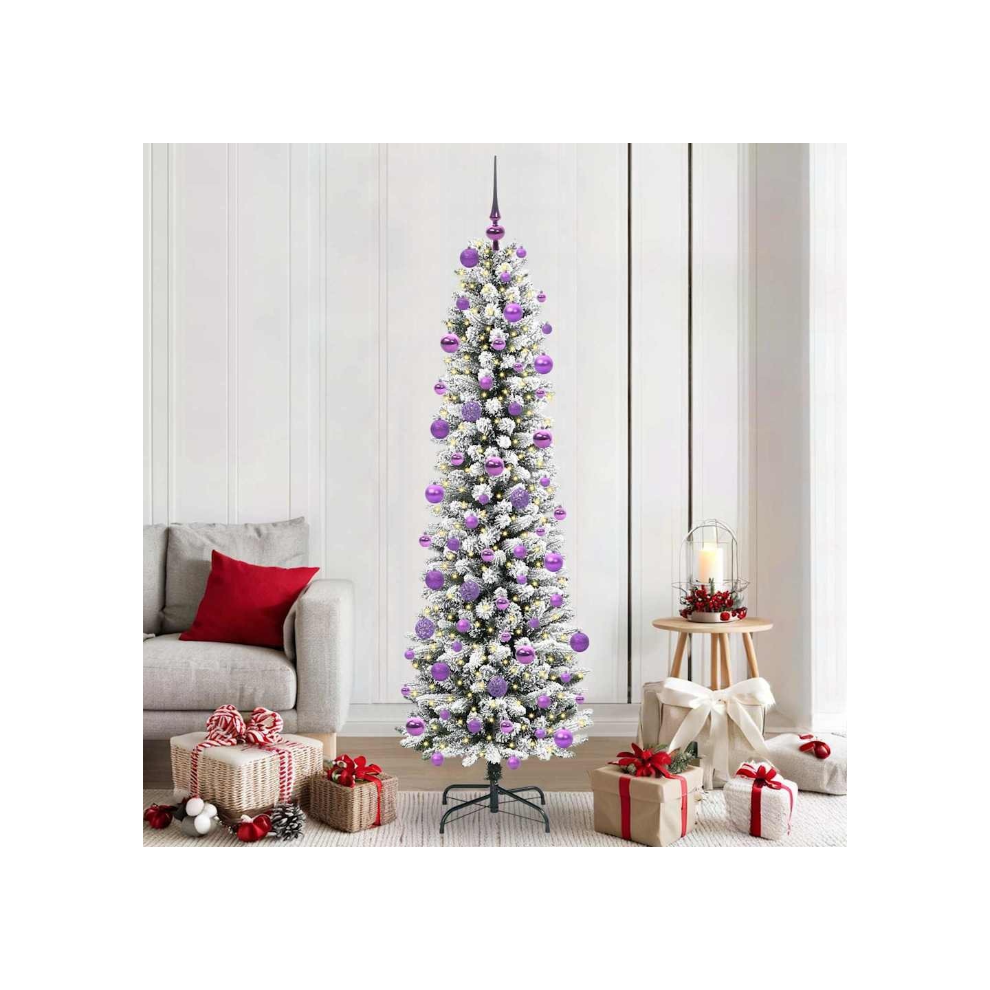 Sapin de Noël artificiel Blanc 210 cm PVC, métal et plastique
