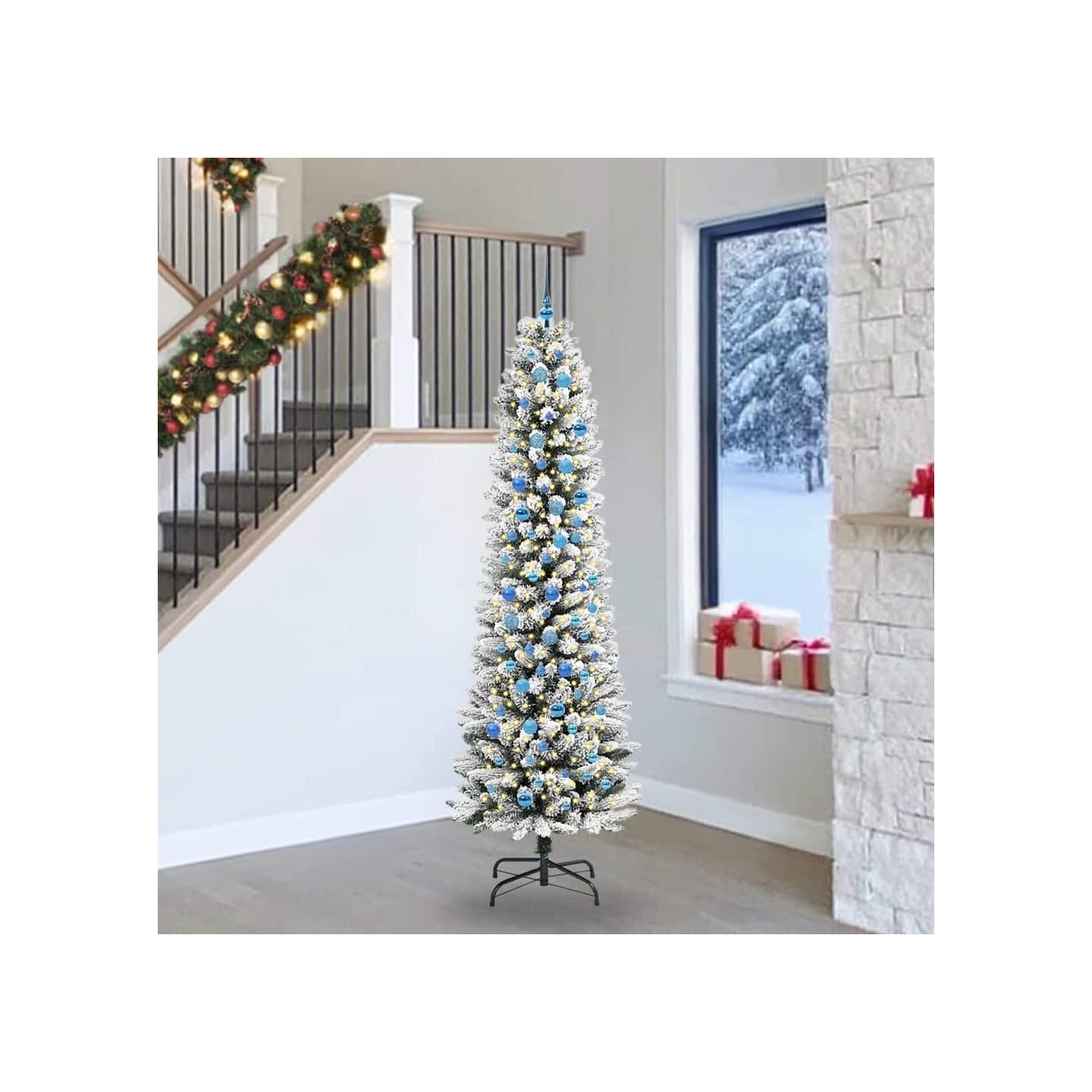 Sapin de Noël artificiel Blanc 240 cm PVC, métal et plastique