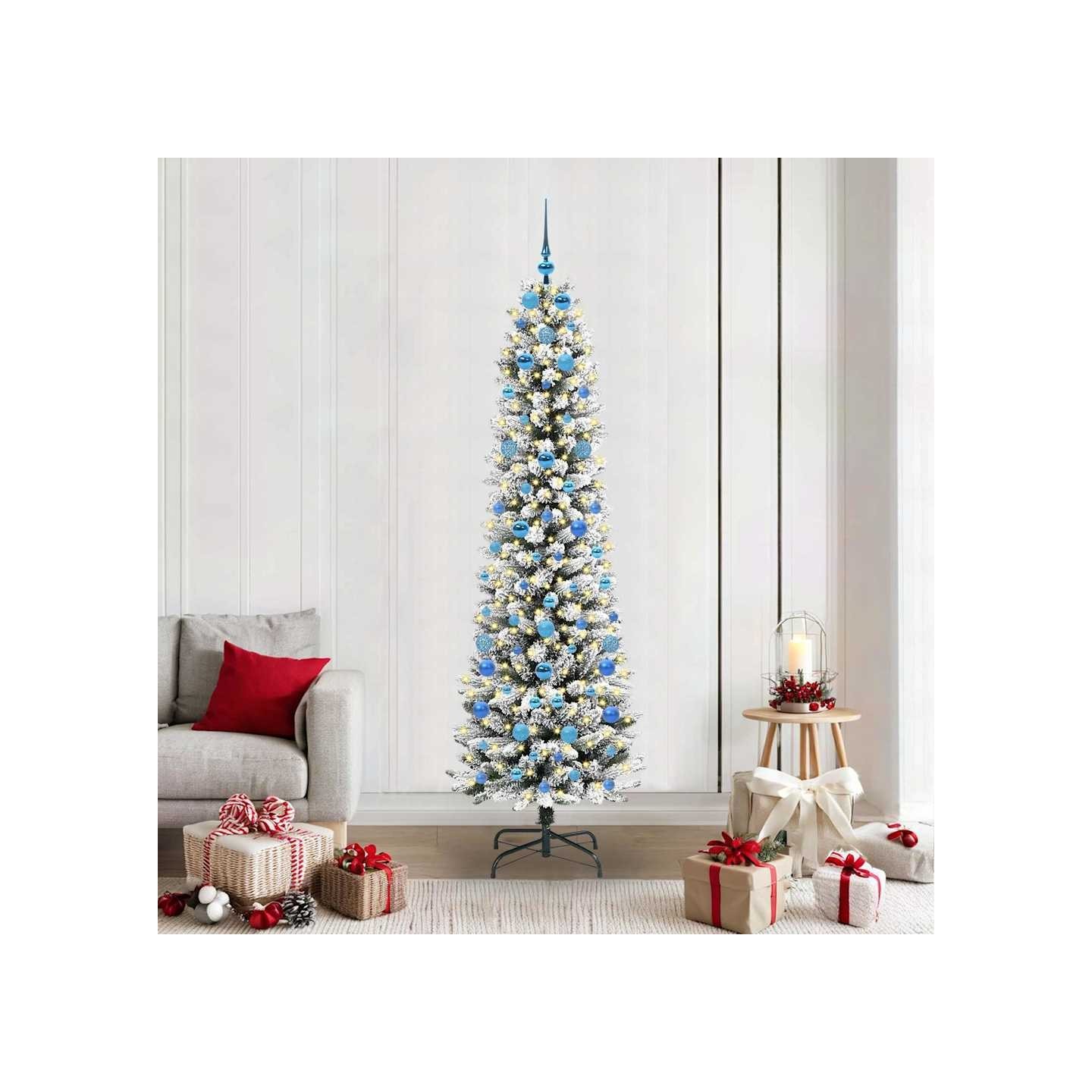 Sapin de Noël artificiel Blanc 210 cm PVC, métal et plastique