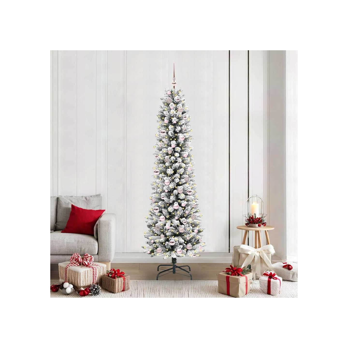 Sapin de Noël artificiel Blanc 210 cm PVC, métal et plastique