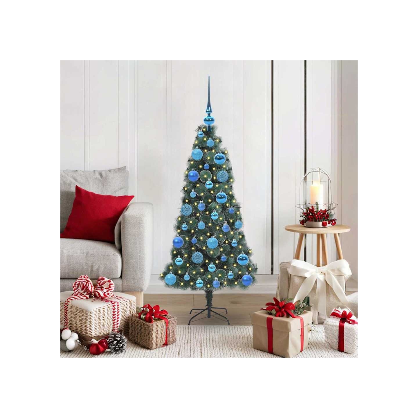 Arbre de Noël artificiel pré-éclairé avec ensemble de boules
