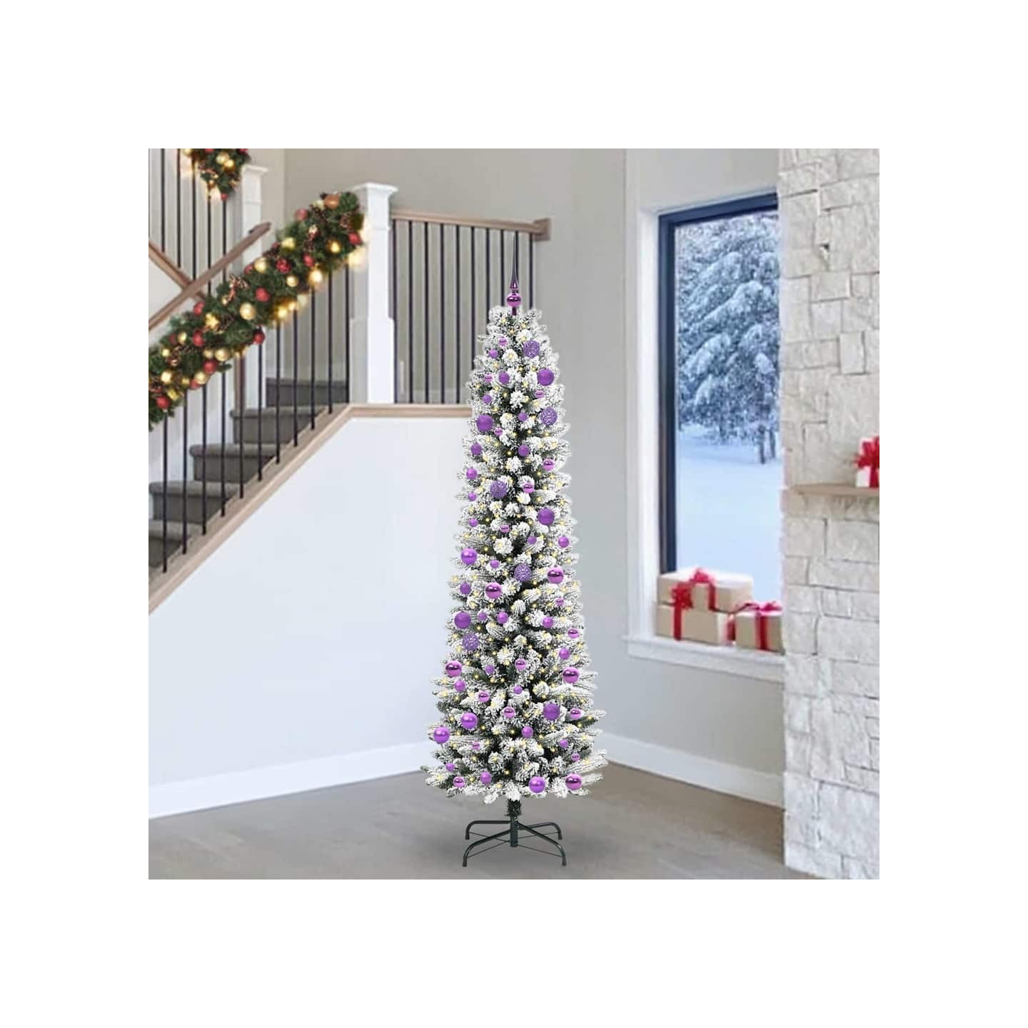 Sapin de Noël artificiel Blanc 240 cm PVC, métal et plastique