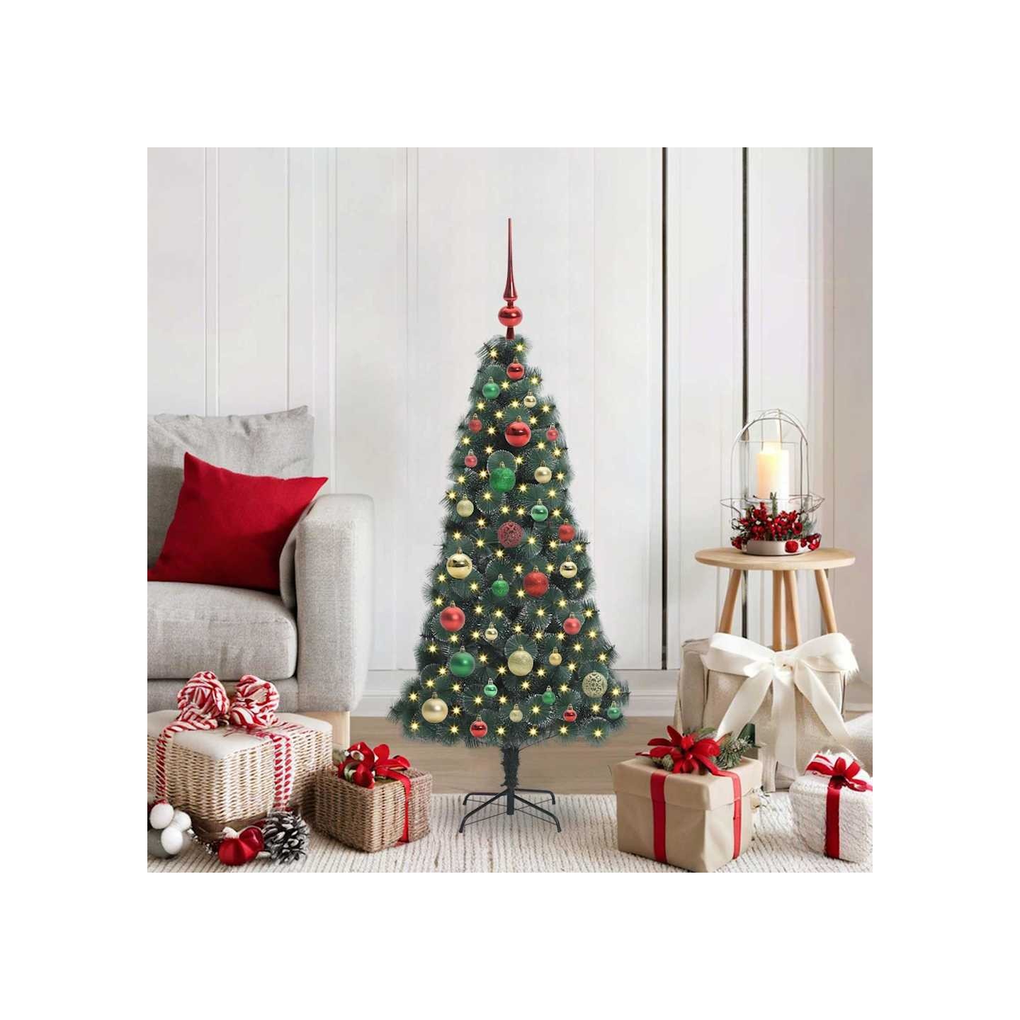 Arbre de Noël artificiel pré-éclairé avec ensemble de boules