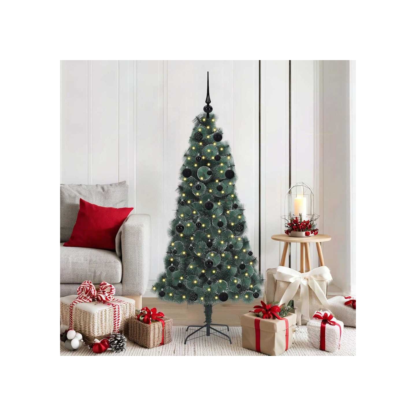 Arbre de Noël artificiel pré-éclairé avec ensemble de boules