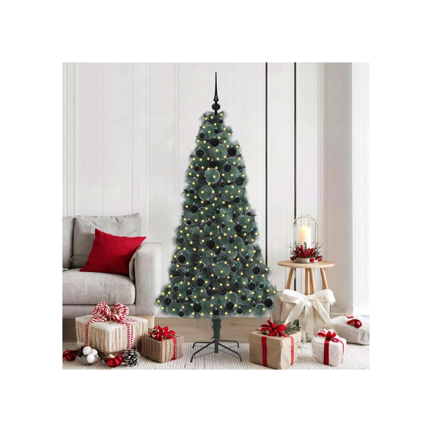 Arbre de Noël artificiel pré-éclairé avec ensemble de boules