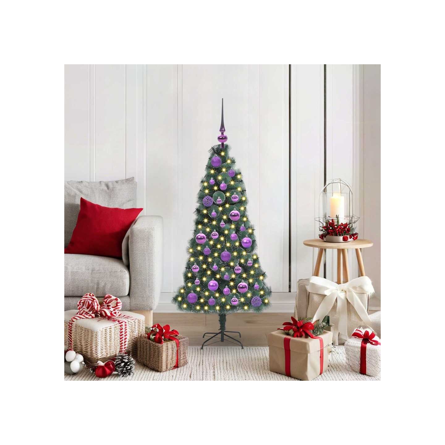 Arbre de Noël artificiel pré-éclairé avec set de boules Vert
