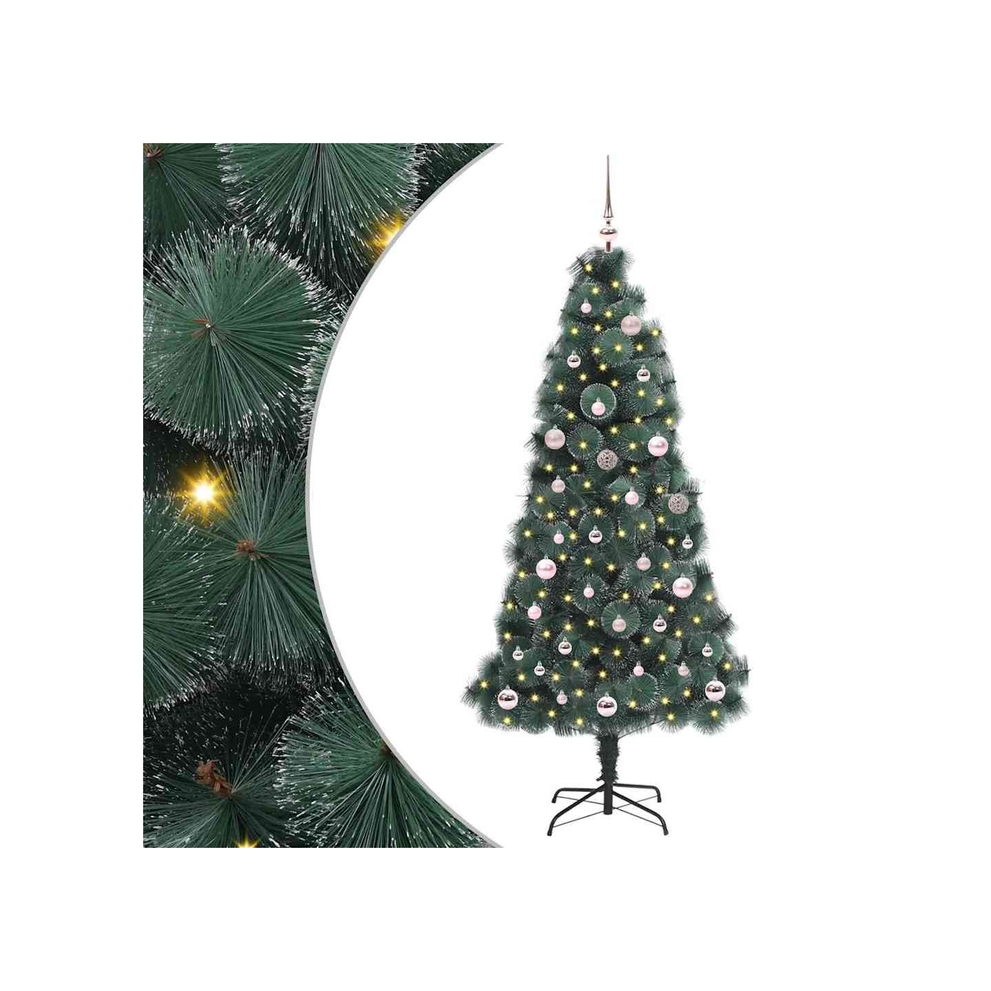 Sapin de Noël artificiel pré-éclairé avec ensemble de boules