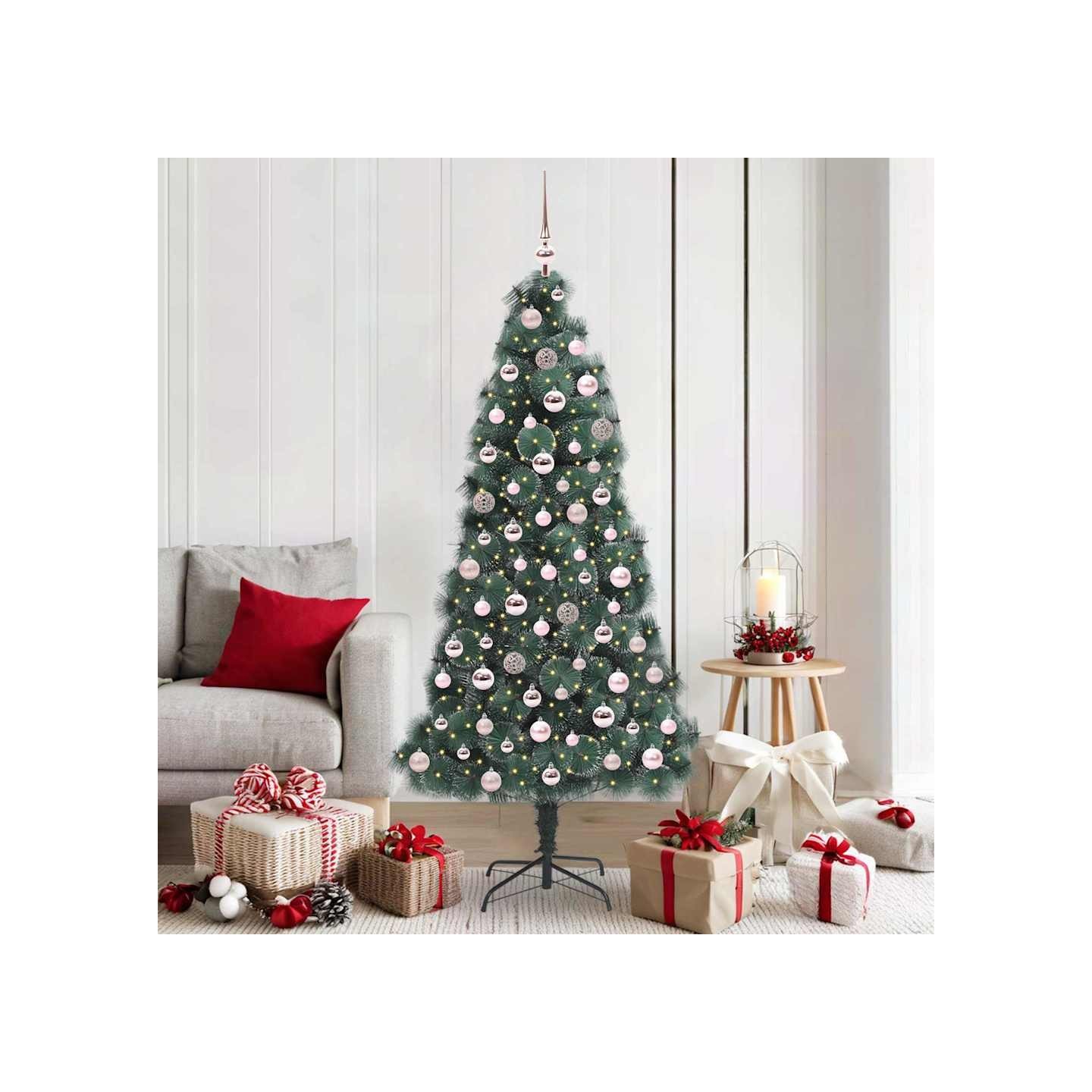 Arbre de Noël artificiel pré-éclairé avec ensemble de boules