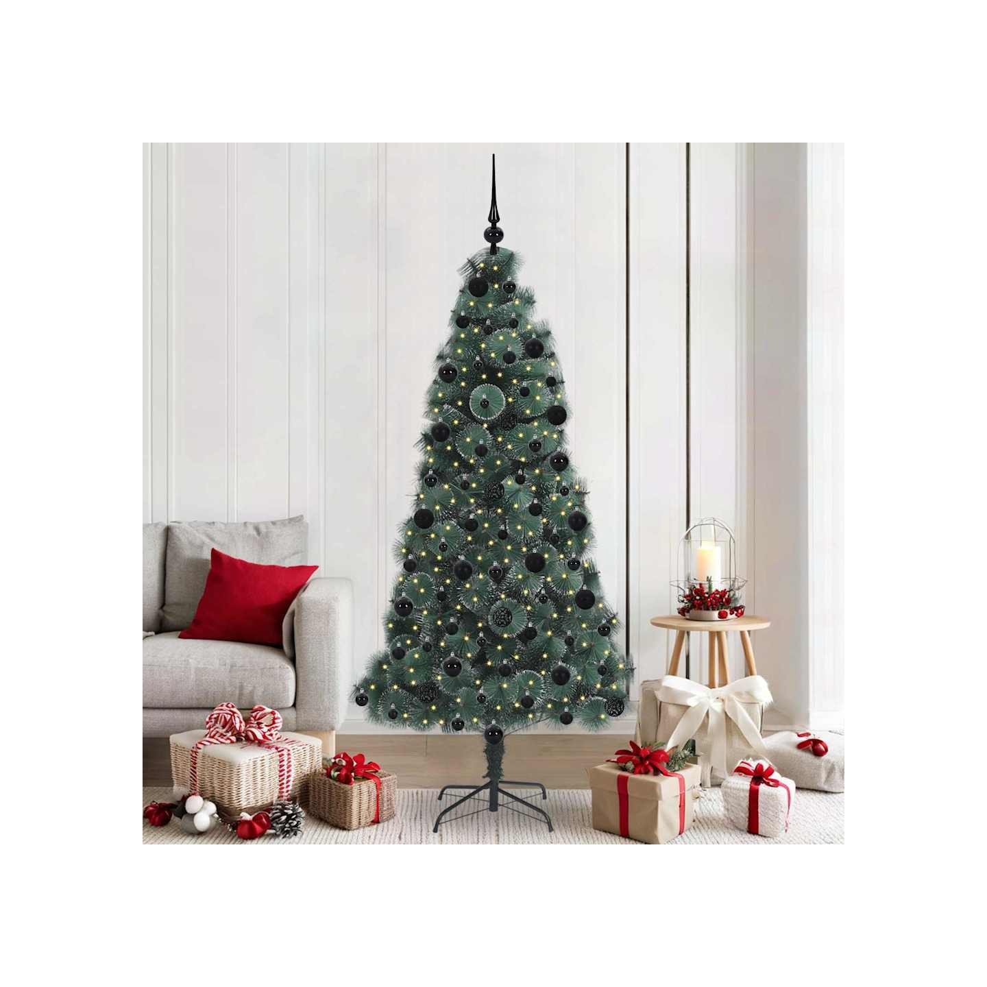 Arbre de Noël artificiel pré-éclairé avec ensemble de boules