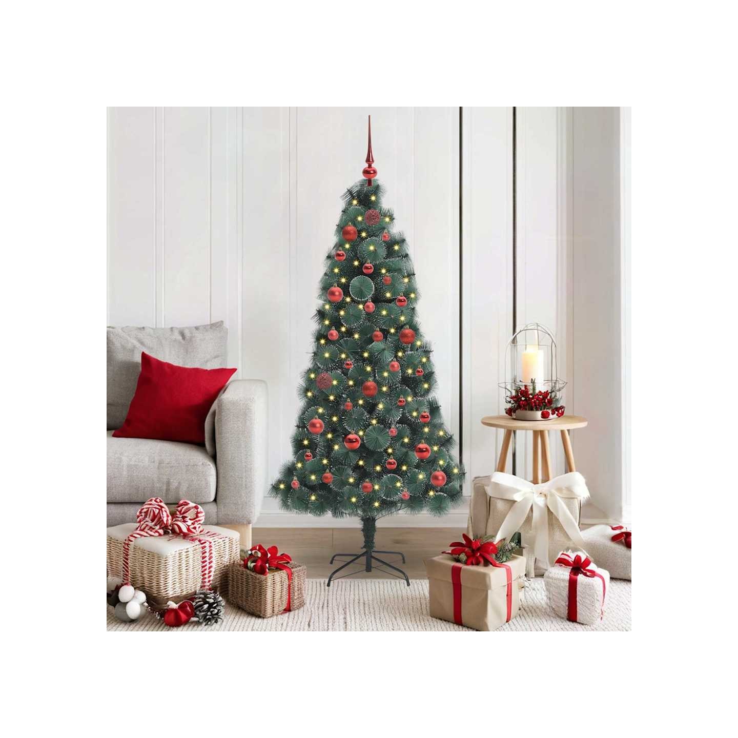 Arbre de Noël artificiel pré-éclairé avec ensemble de boules