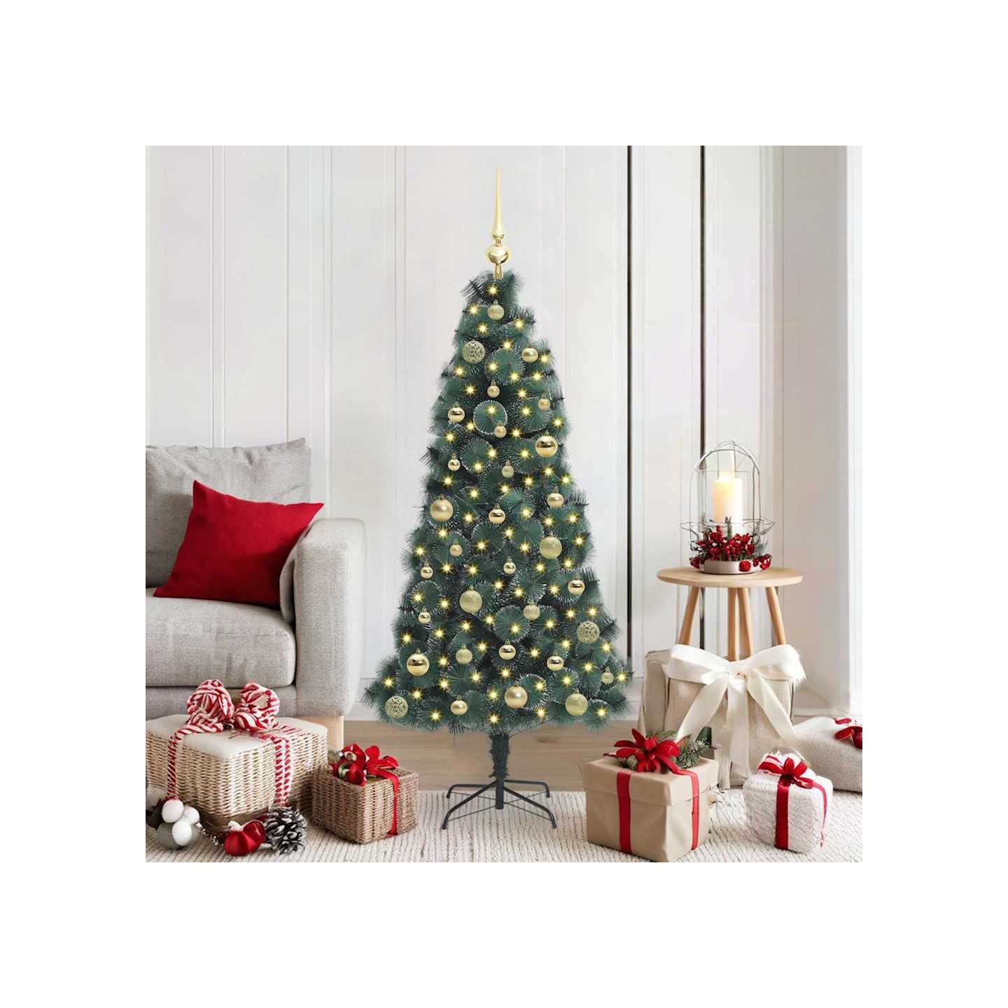 Arbre de Noël artificiel pré-éclairé avec jeu de boules Vert