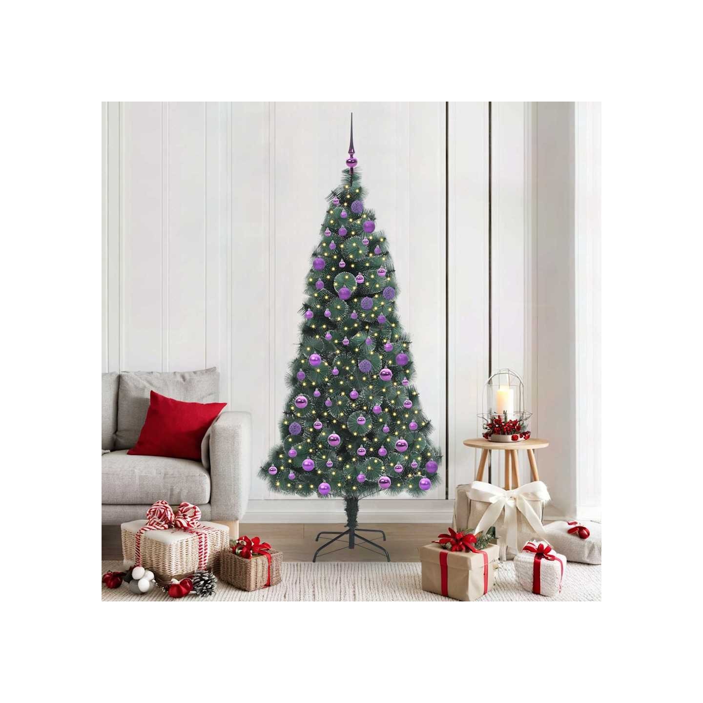 Arbre de Noël artificiel pré-éclairé avec ensemble de boules