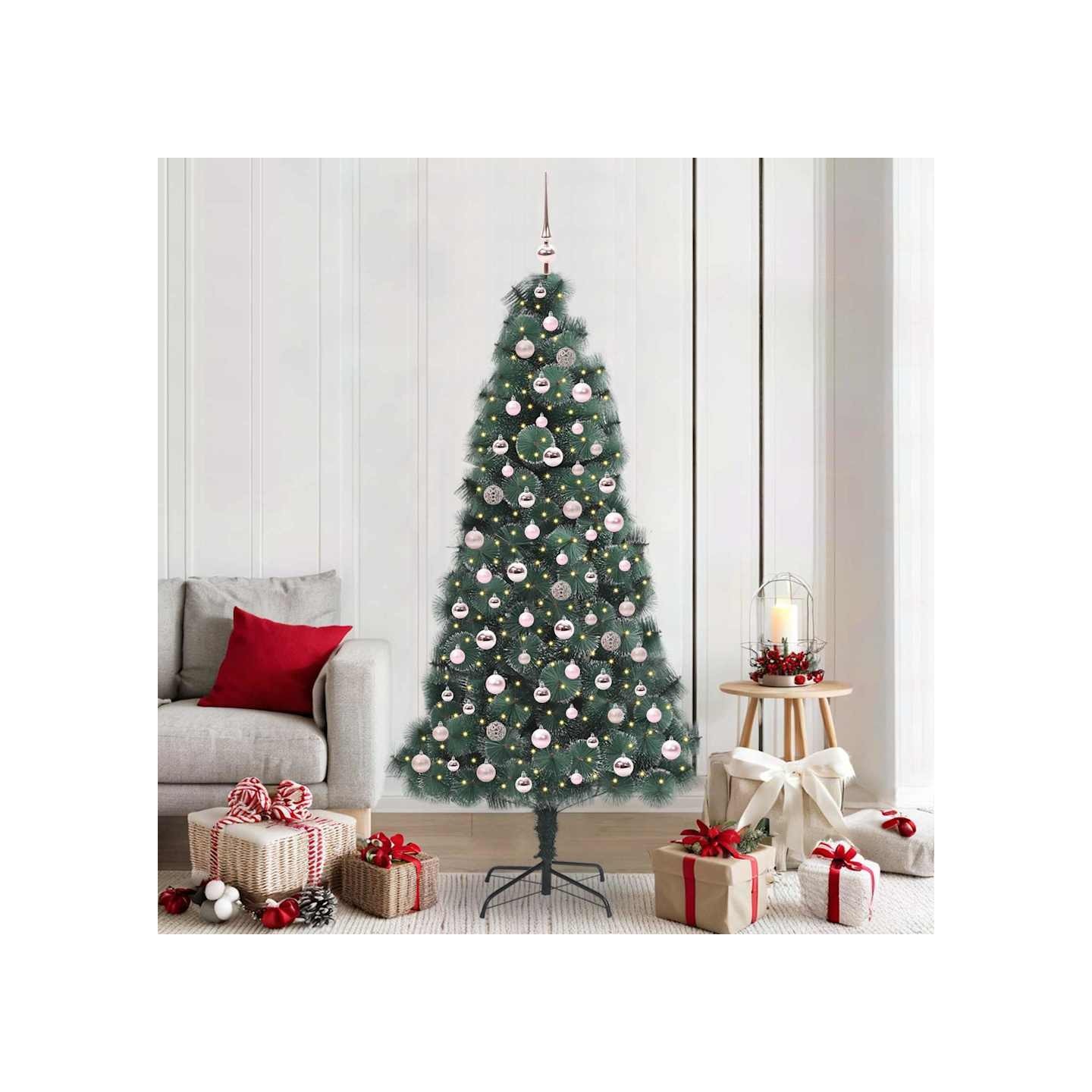 Arbre de Noël artificiel pré-éclairé avec ensemble de boules