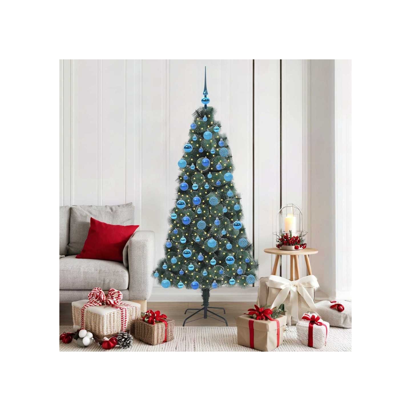 Arbre de Noël artificiel pré-éclairé avec ensemble de boules