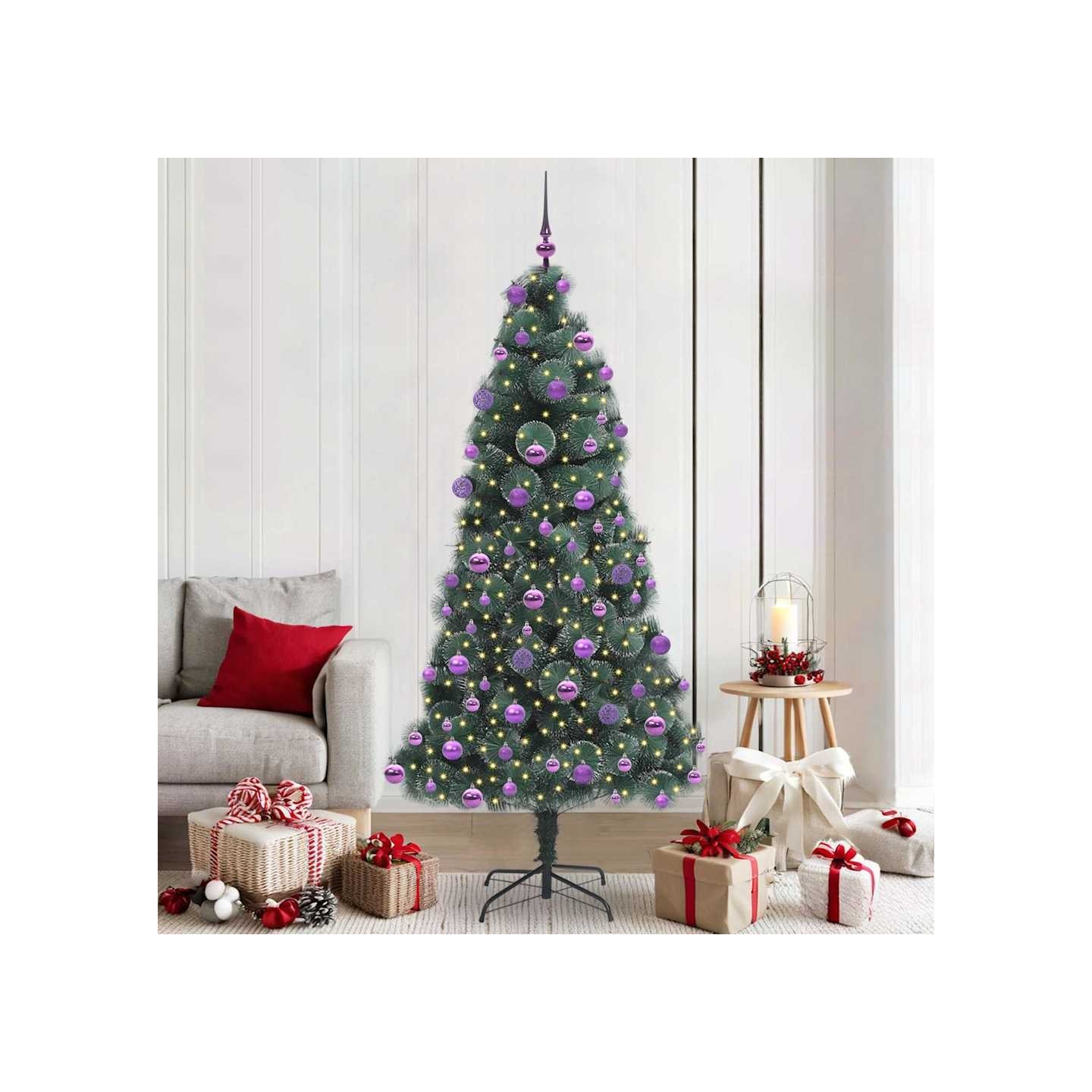 Arbre de Noël artificiel pré-éclairé avec ensemble de boules
