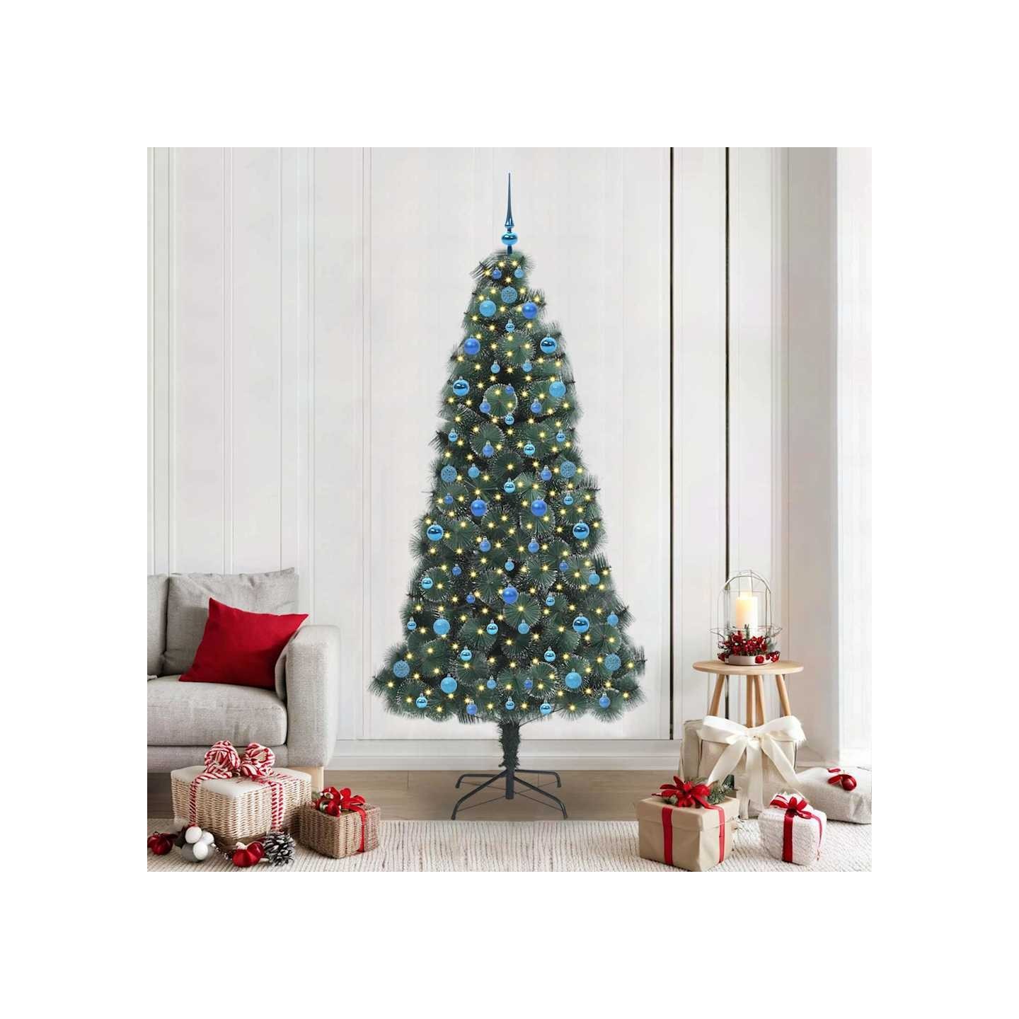 Arbre de Noël artificiel pré-éclairé avec ensemble de boules