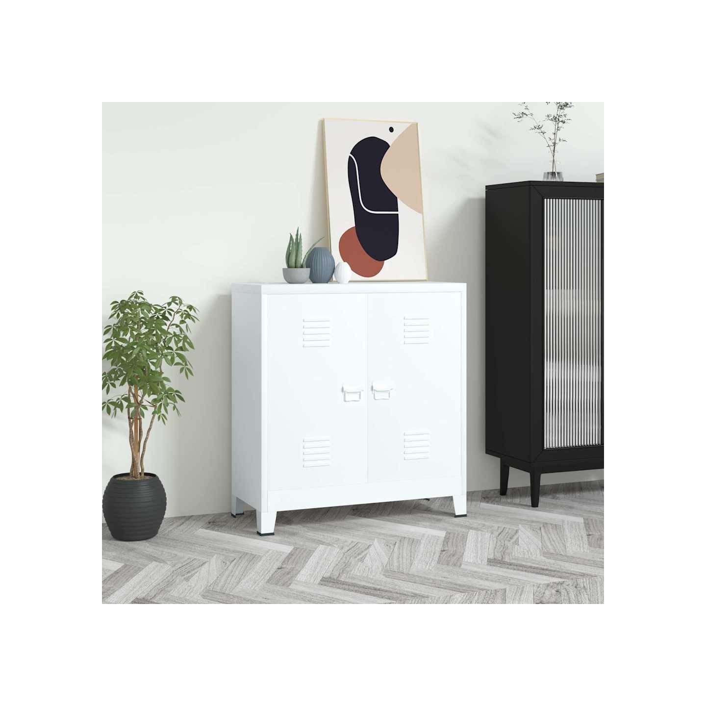 Coffre de rangement industriel Blanc 90x40x100 cm Acier