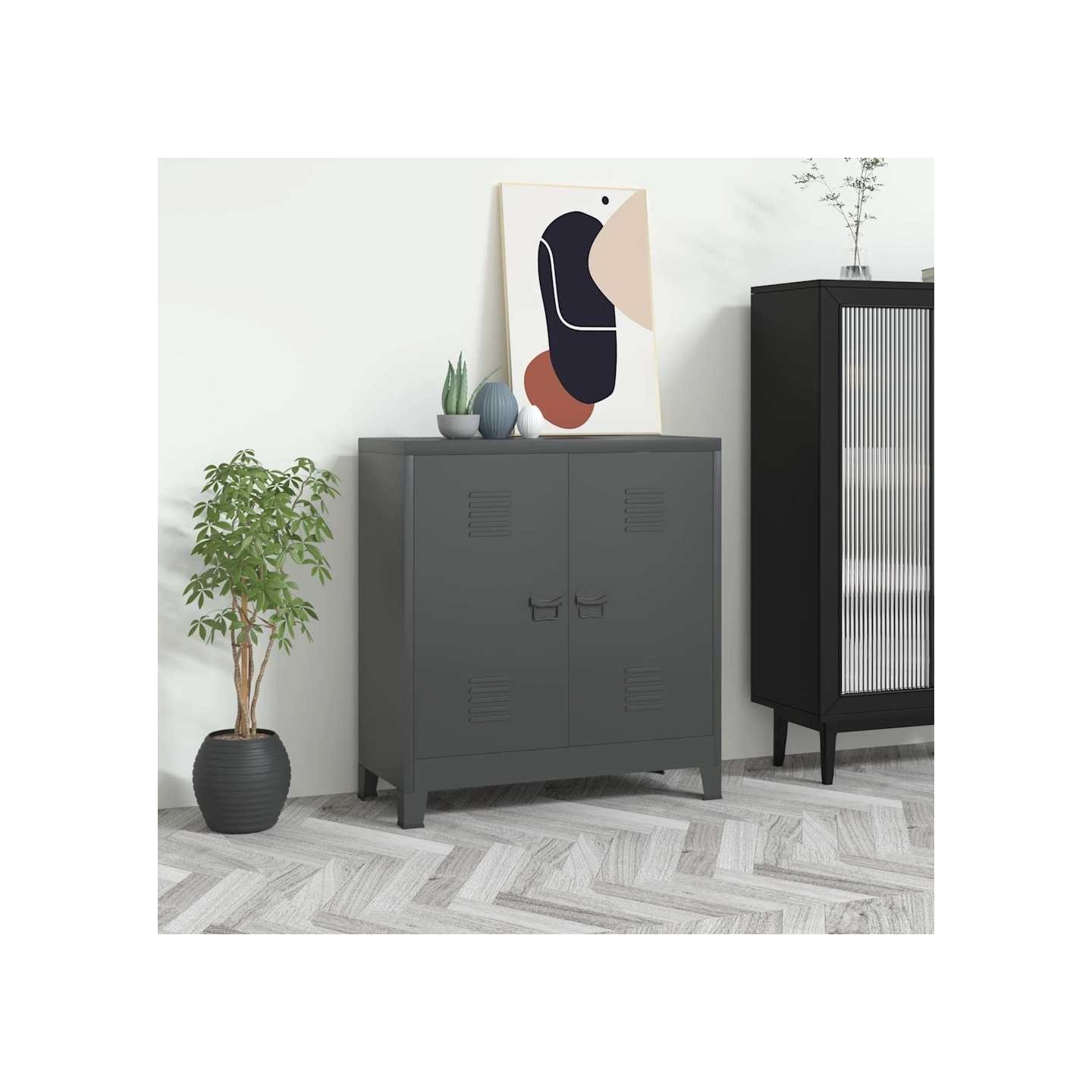 Coffre de rangement industriel Anthracite 90x40x100 cm Acier