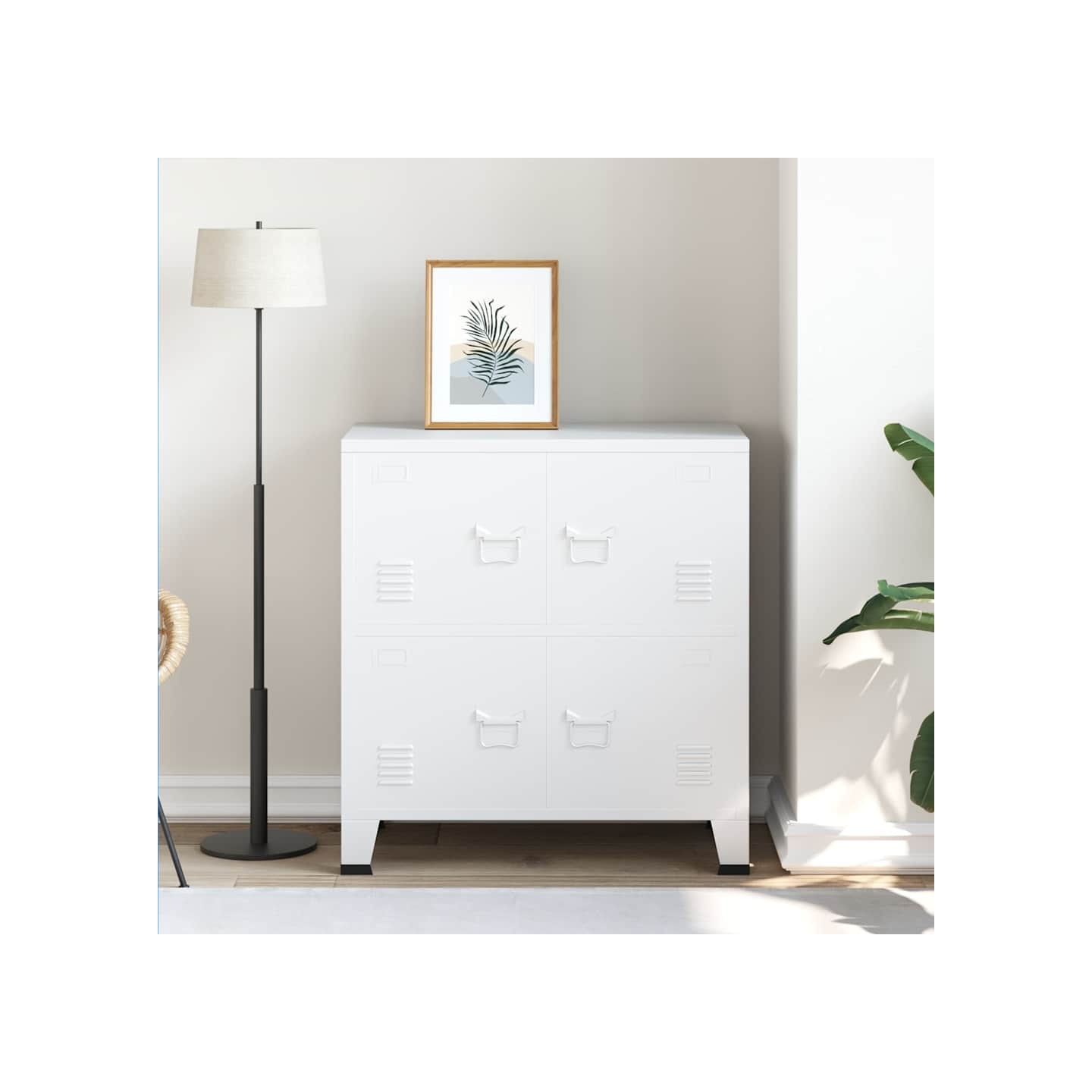 Coffre de rangement industriel Blanc 75x40x80 cm Acier