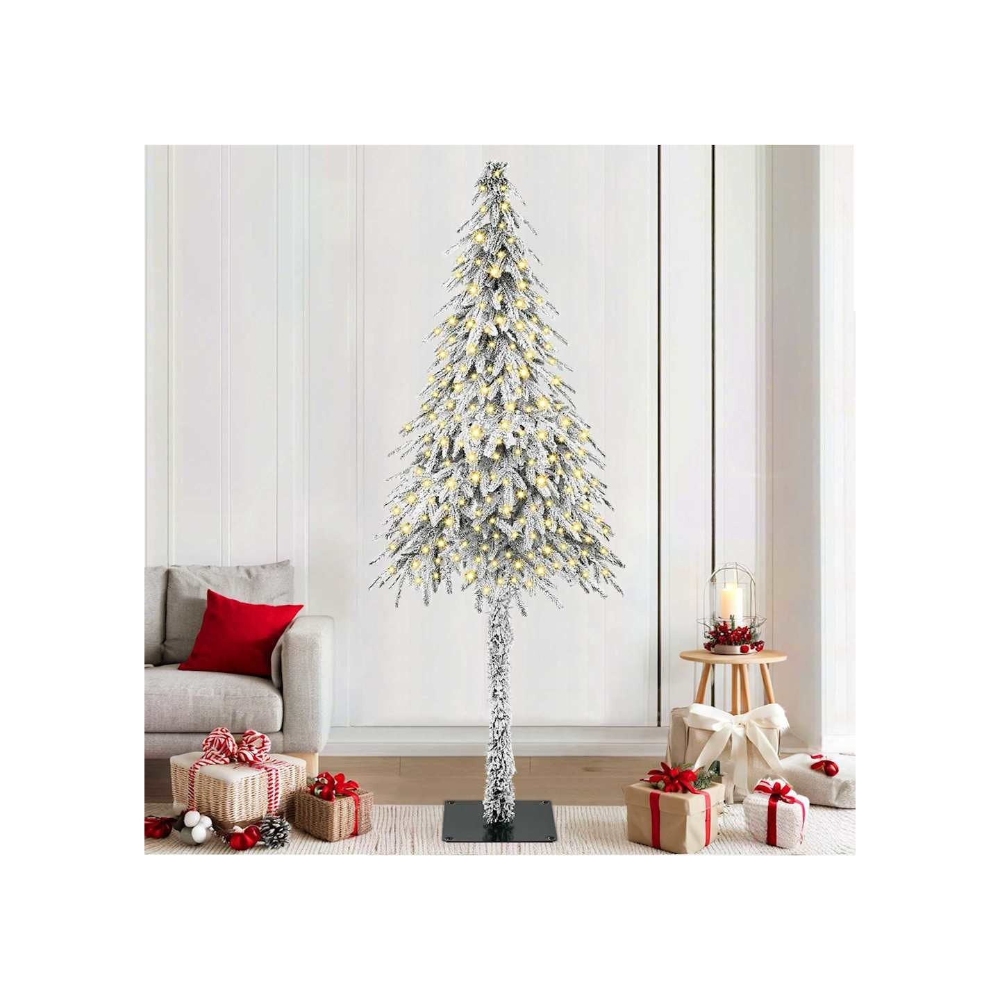 Sapin de Noël avec 300 LED Blanc 210 cm PE et Acier