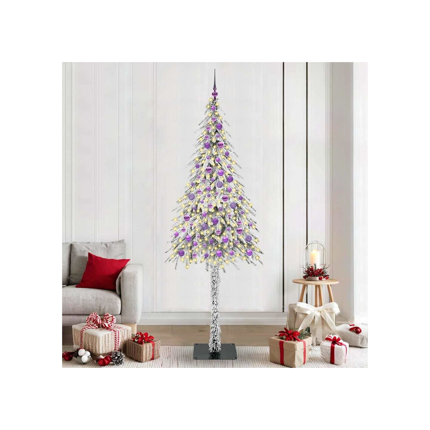 Sapin de Noël avec 300 LED Blanc 210 cm PE et Acier