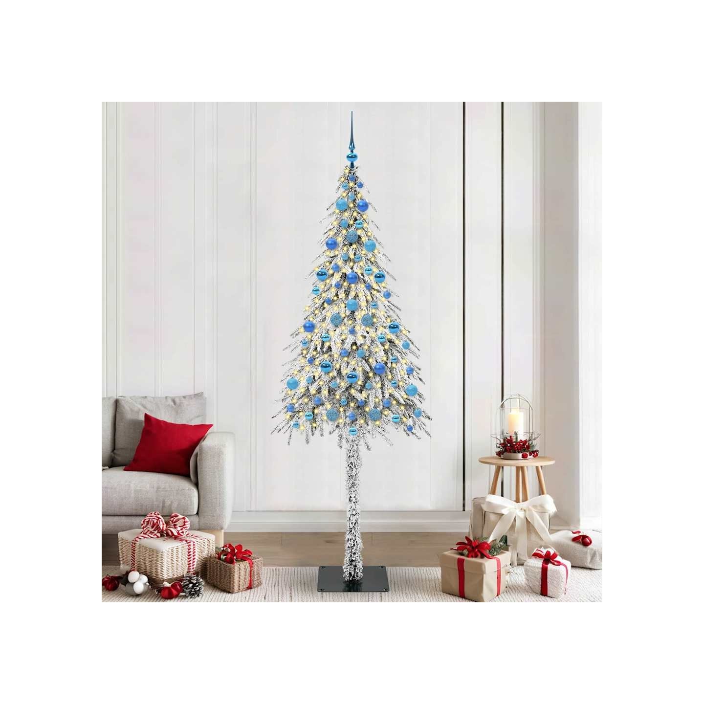 Sapin de Noël avec 300 LED Blanc 210 cm PE et Acier