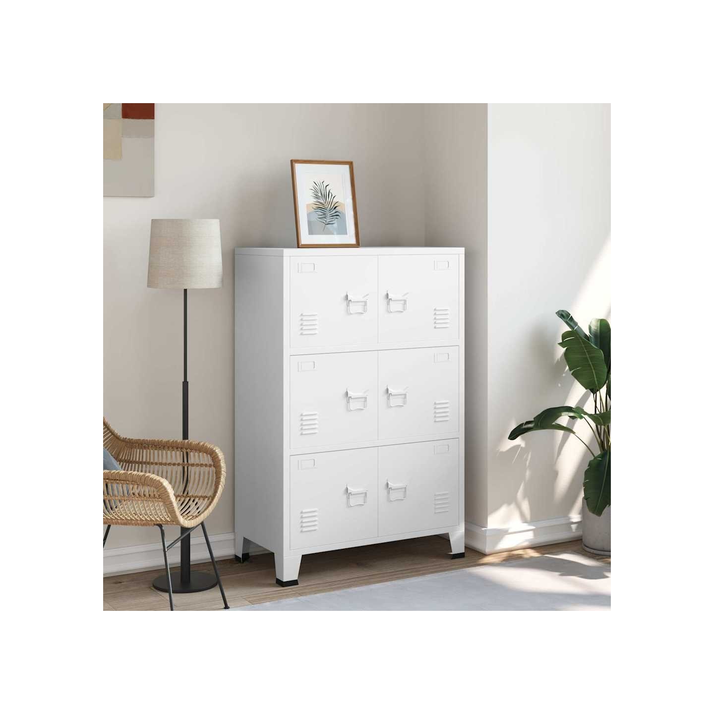 Coffre de rangement industriel Blanc 75x40x115 cm Métal