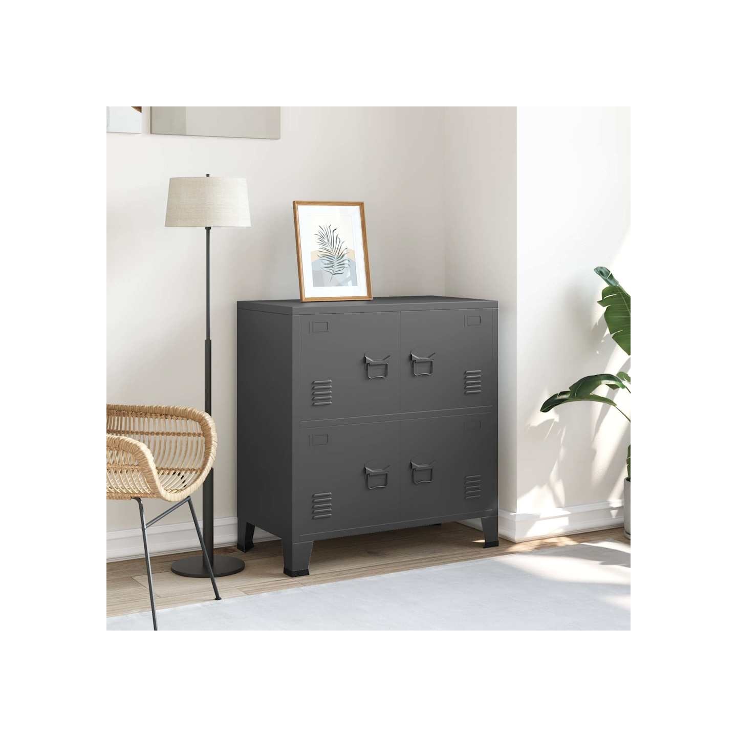 Coffre de rangement industriel Anthracite 75x40x80 cm Acier