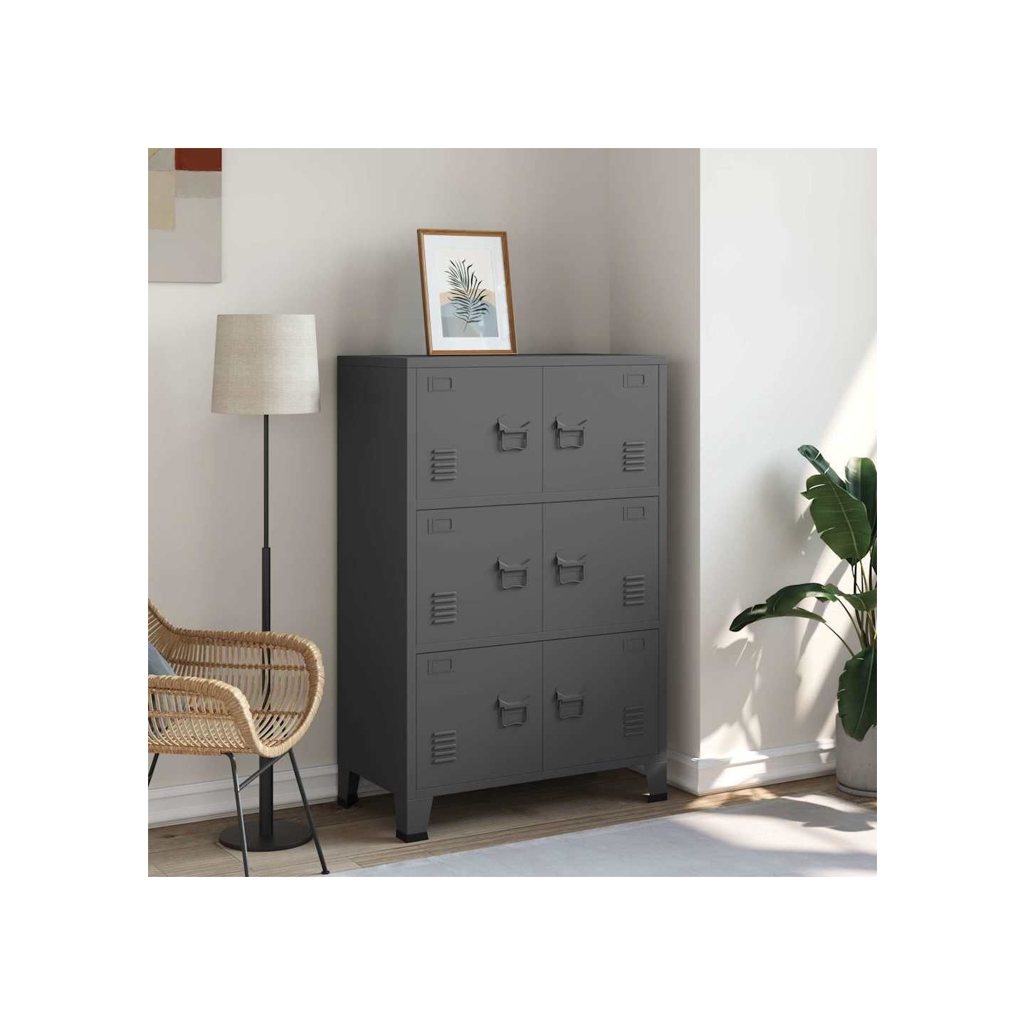 Coffre de rangement industriel Anthracite 75x40x115 cm Métal