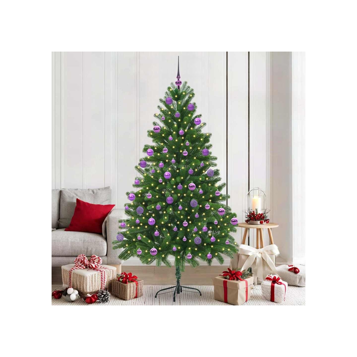 Sapin de Noël avec 300 LED avec support Vert 210 cm PE