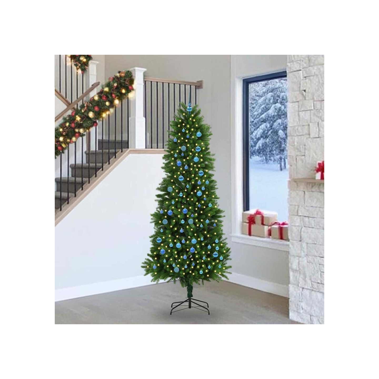 Sapin de Noël avec 300 LED avec support Vert 240 cm PE