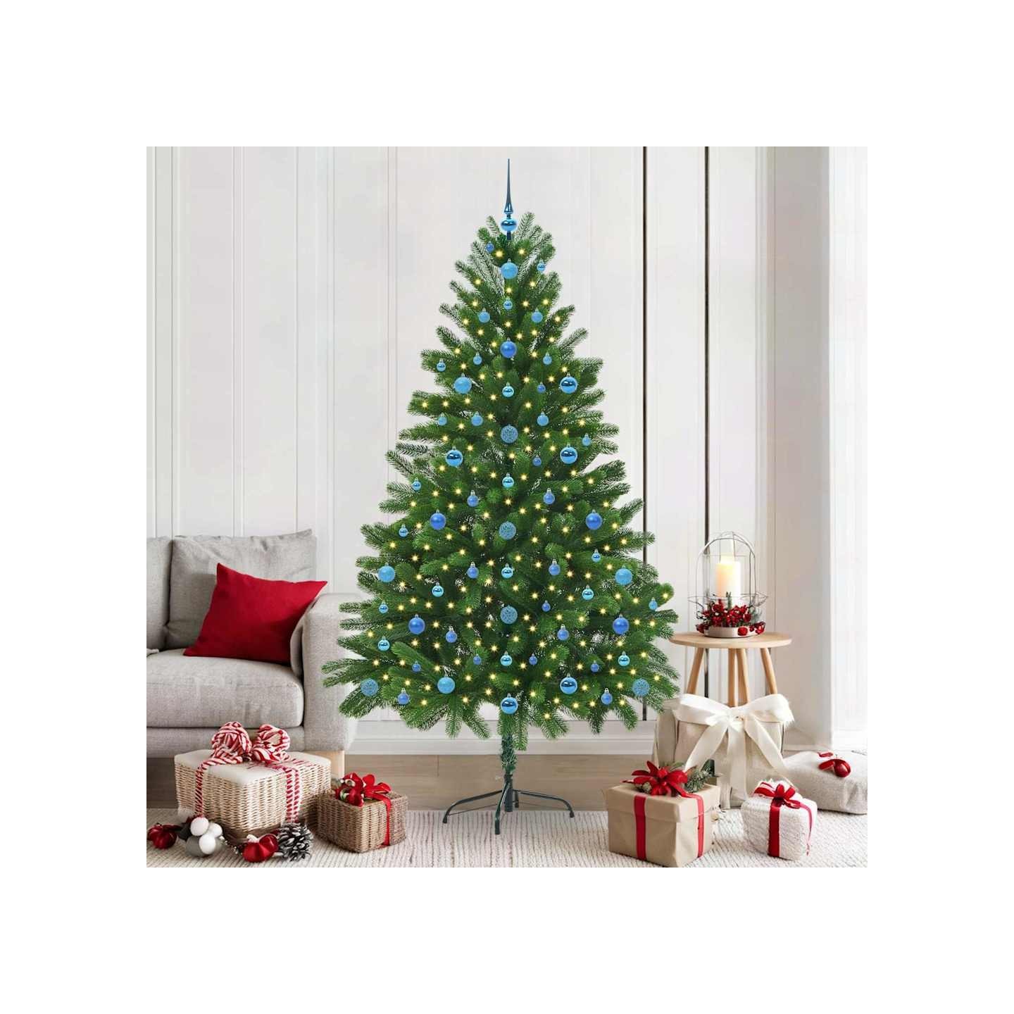 Sapin de Noël avec 300 LED avec support Vert 210 cm PE