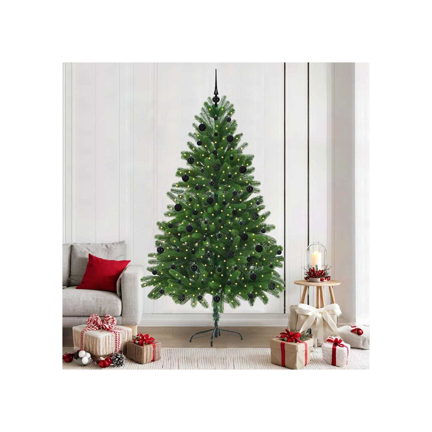 Sapin de Noël avec 300 LED avec support Vert 210 cm PE