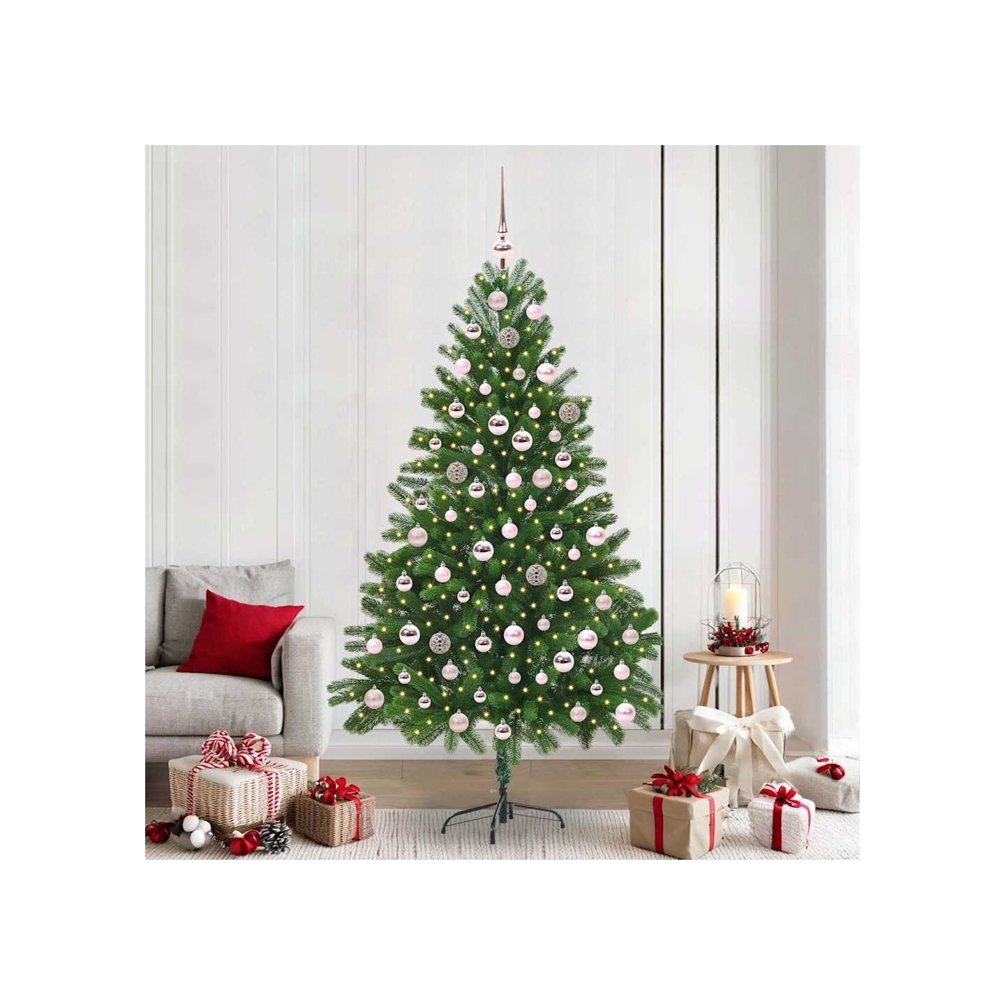 Sapin de Noël avec 300 LED avec support Vert 210 cm PE