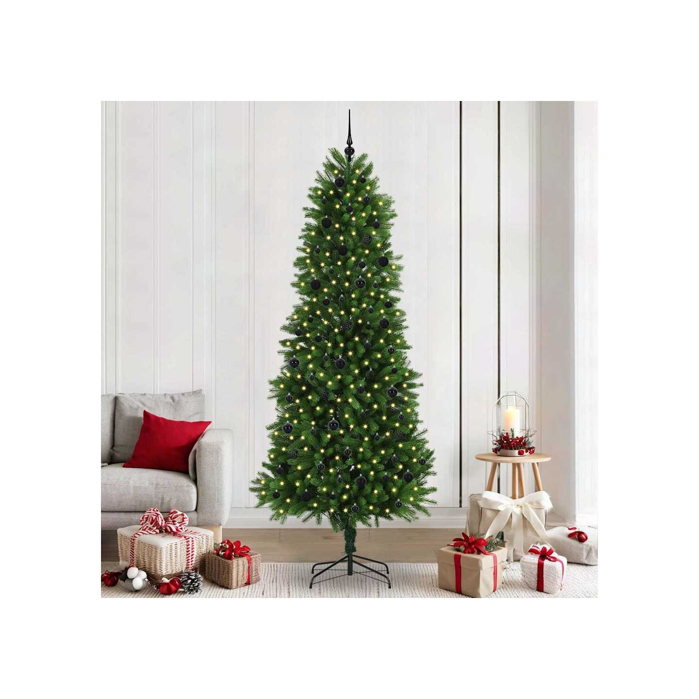 Sapin de Noël avec 300 LED avec support Vert 240 cm PE