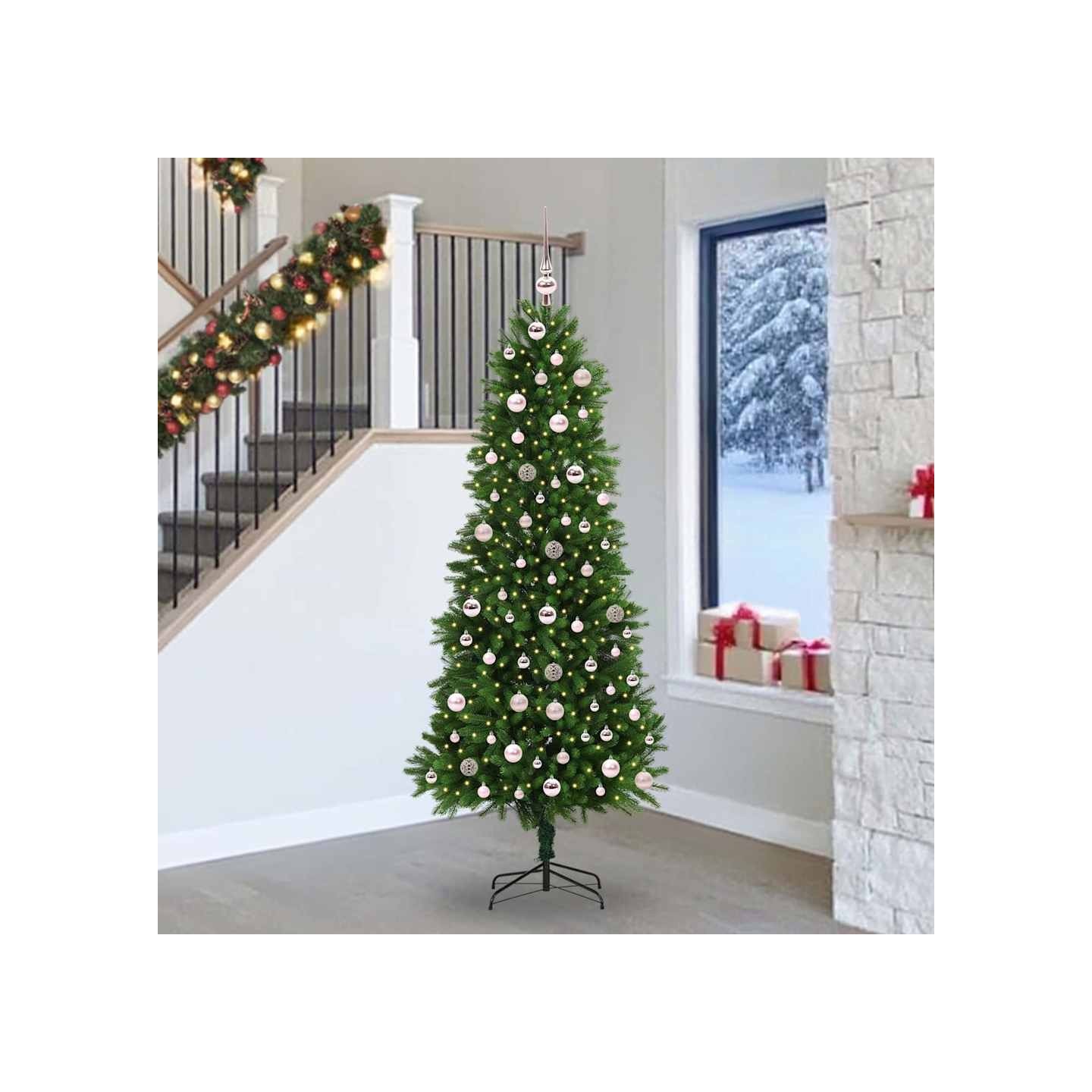 Sapin de Noël avec 300 LED avec support Vert 240 cm PE