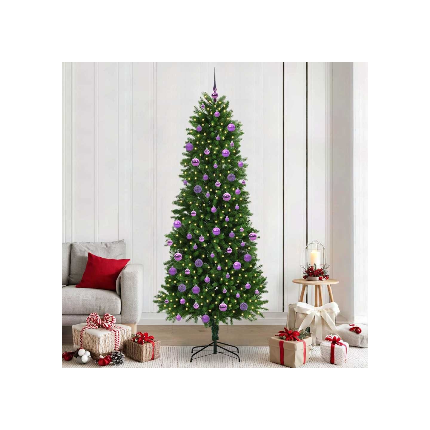 Sapin de Noël avec 300 LED avec support Vert 240 cm PE