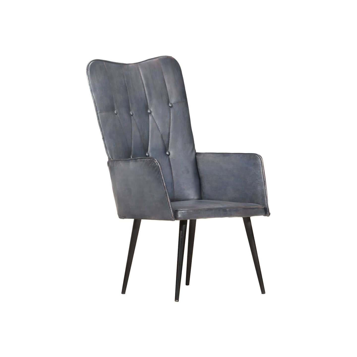 Chaise à oreilles Gris Cuir véritable