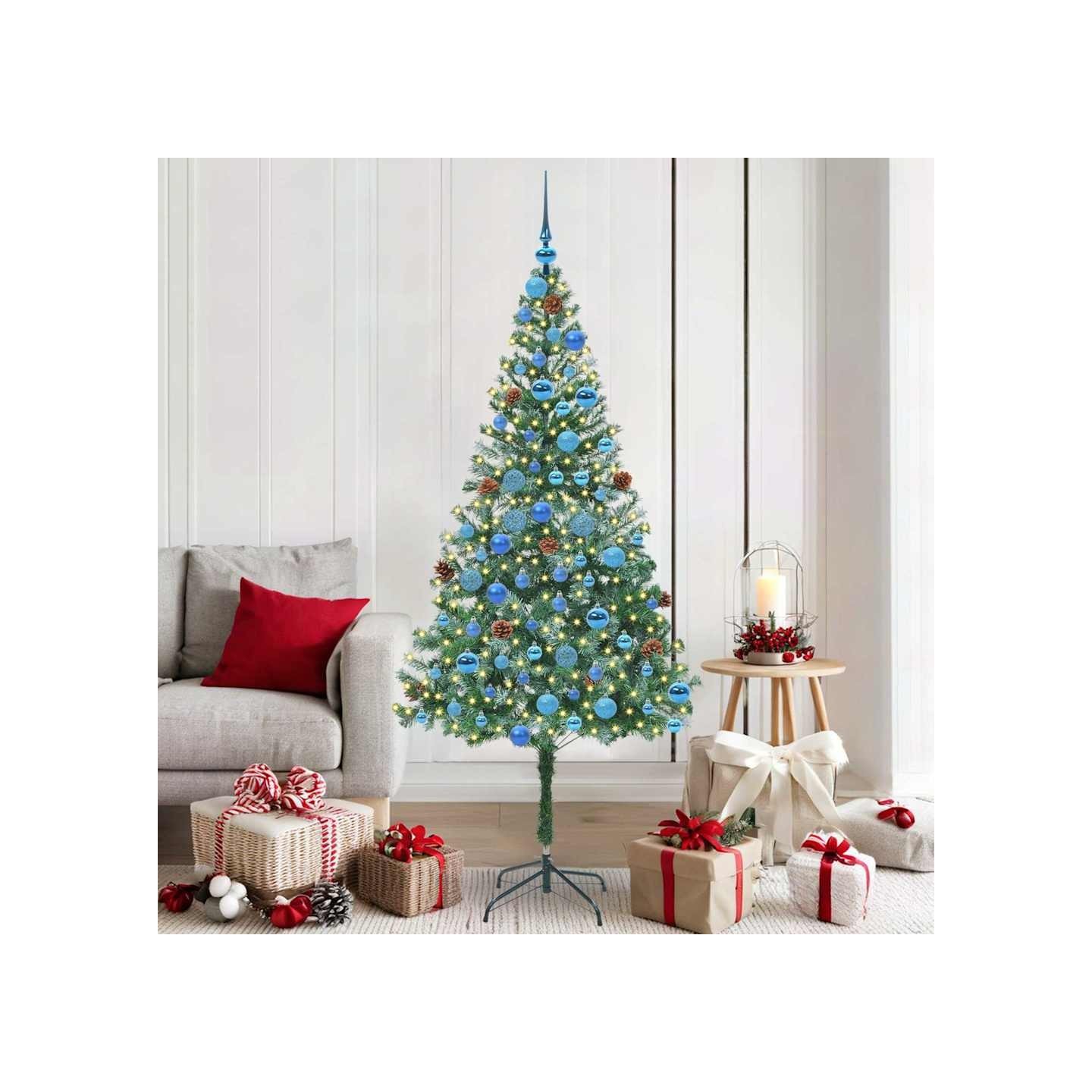 Sapin de Noël artificiel avec 300 LED Vert 180 cm PVC et Acier