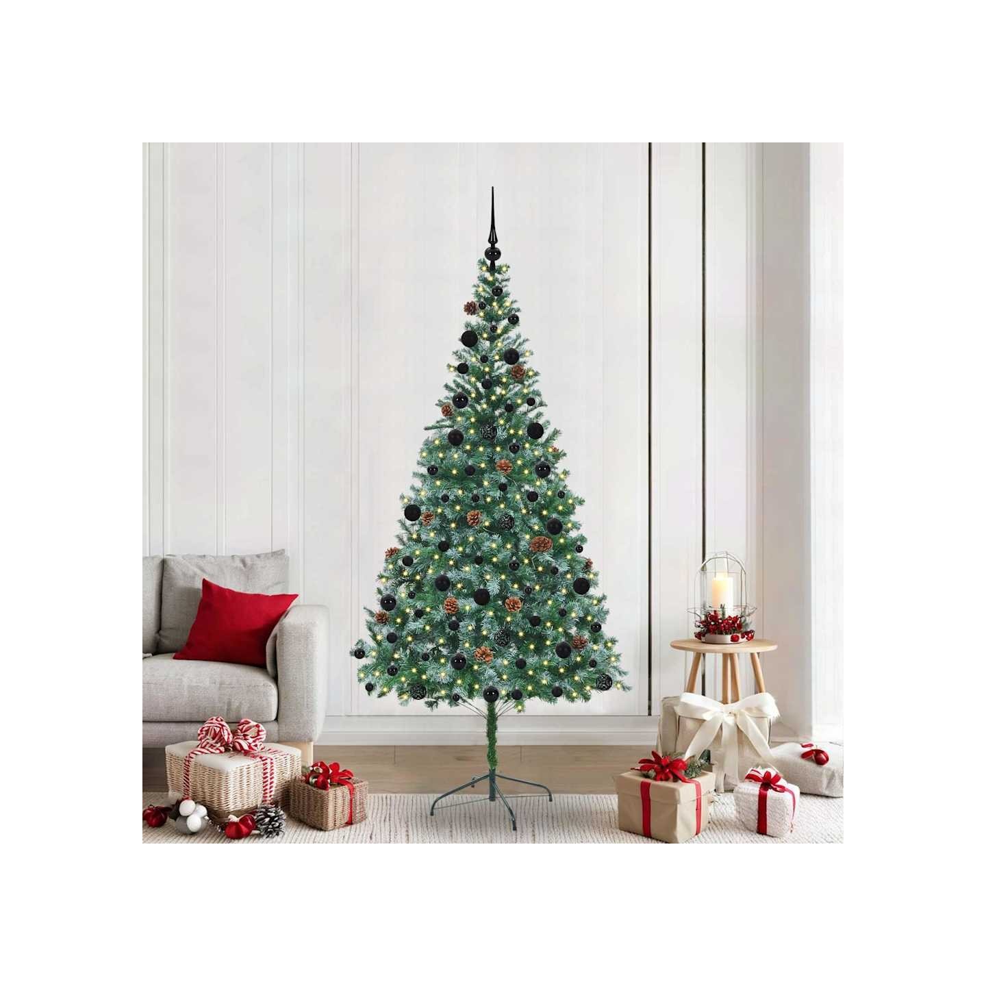 Sapin de Noël artificiel avec 300 LED Vert 210 cm PVC et Acier