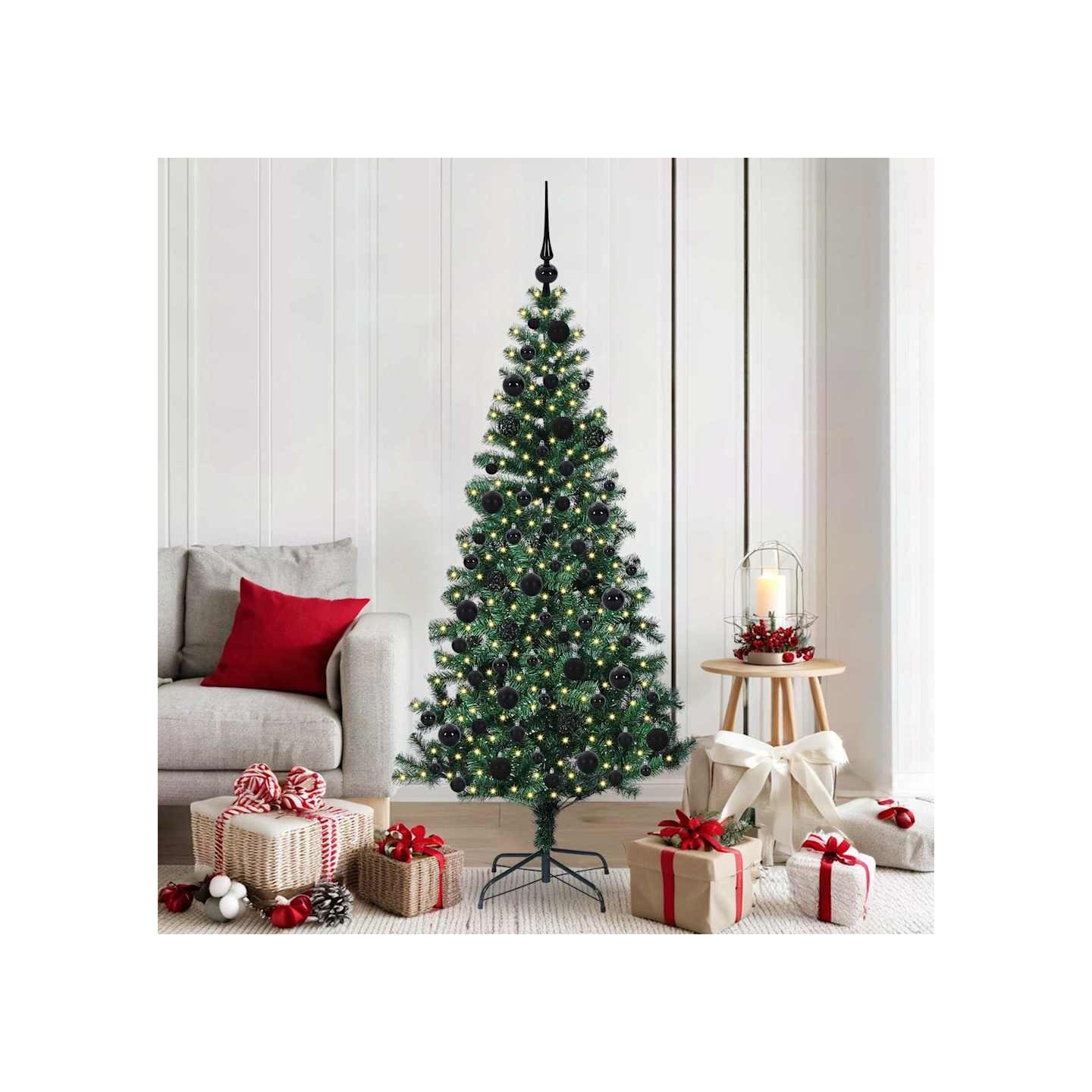Sapin de Noël artificiel pré-éclairé Vert 180 cm PVC et métal