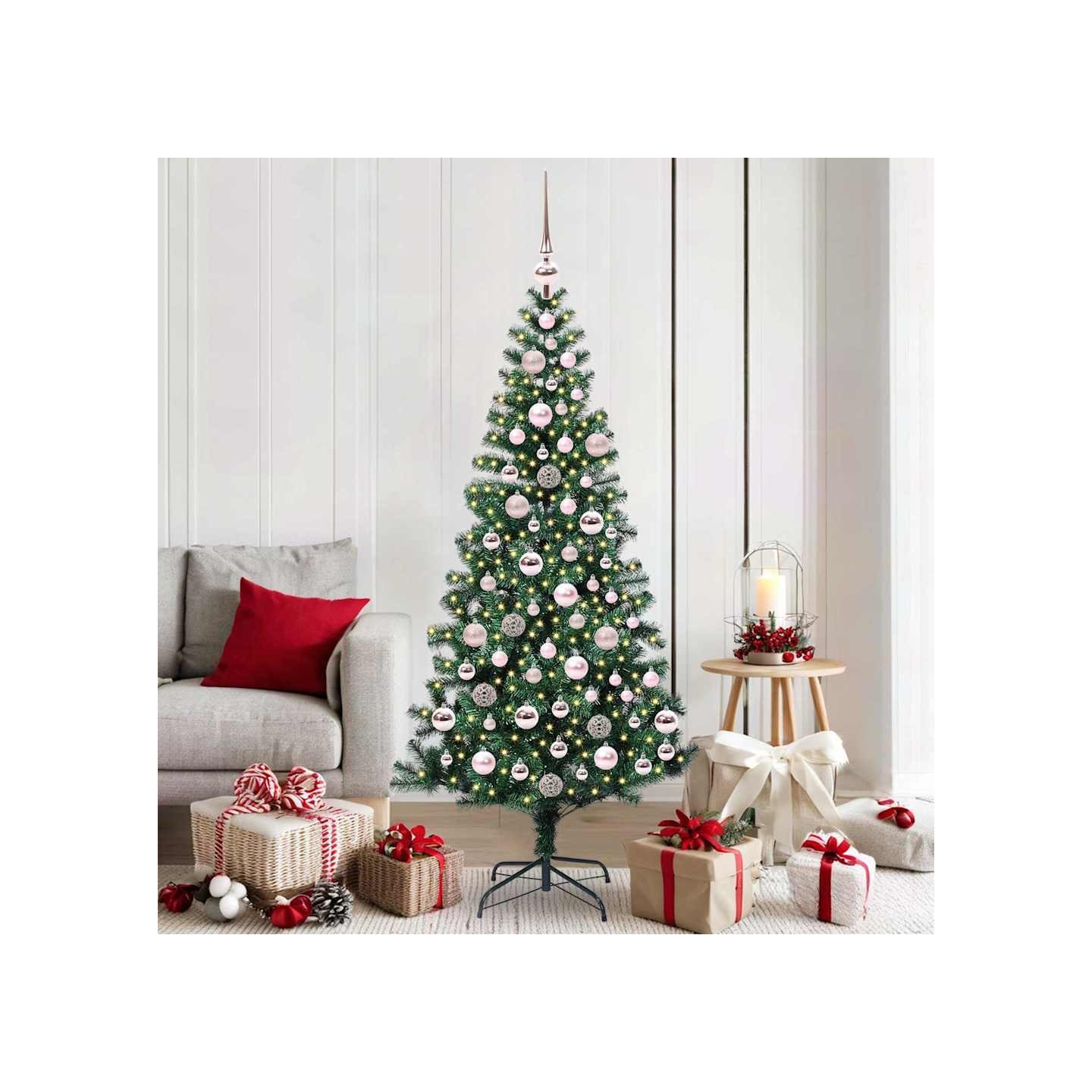 Sapin de Noël artificiel pré-éclairé Vert 180 cm PVC et métal