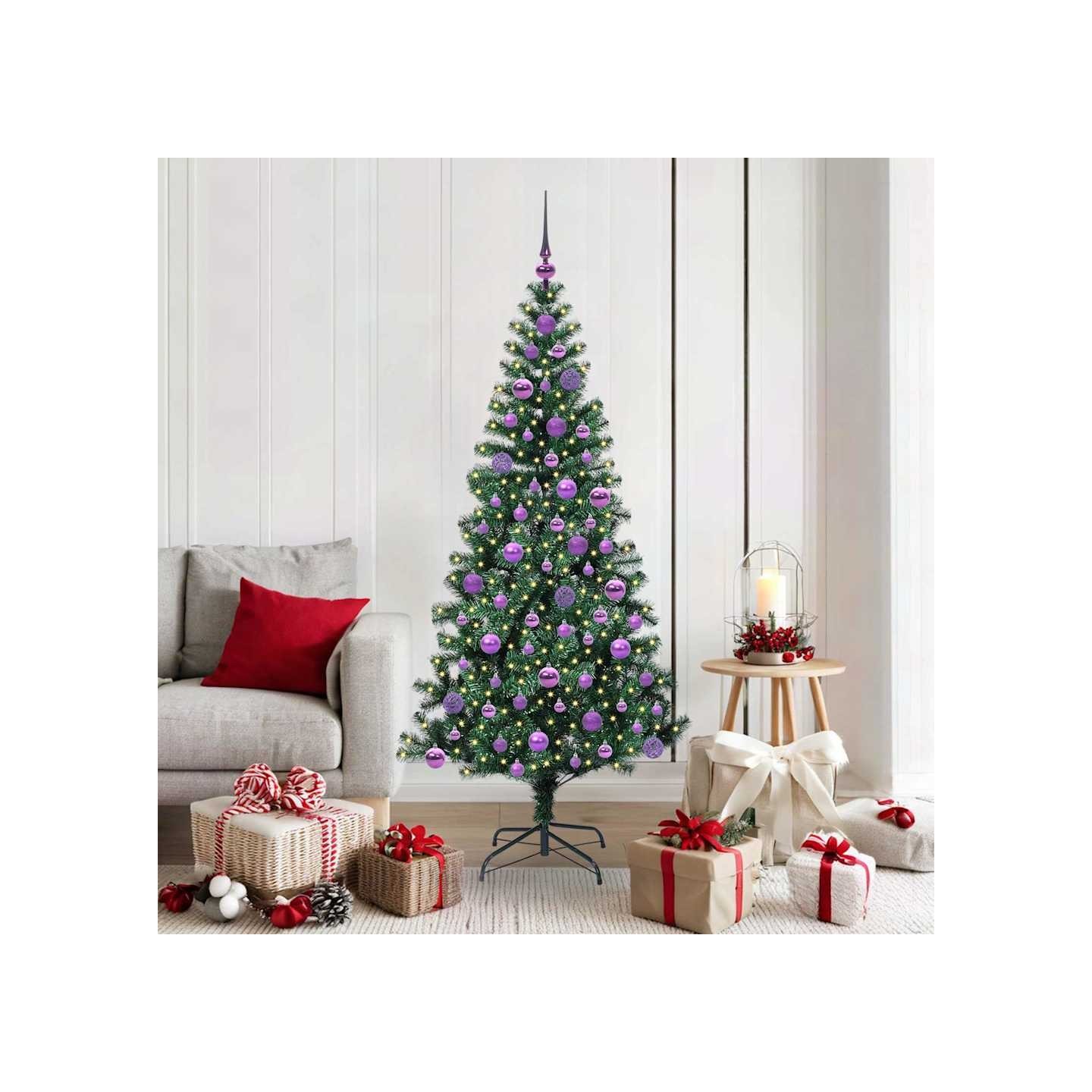Sapin de Noël artificiel pré-éclairé Vert 180 cm PVC et métal