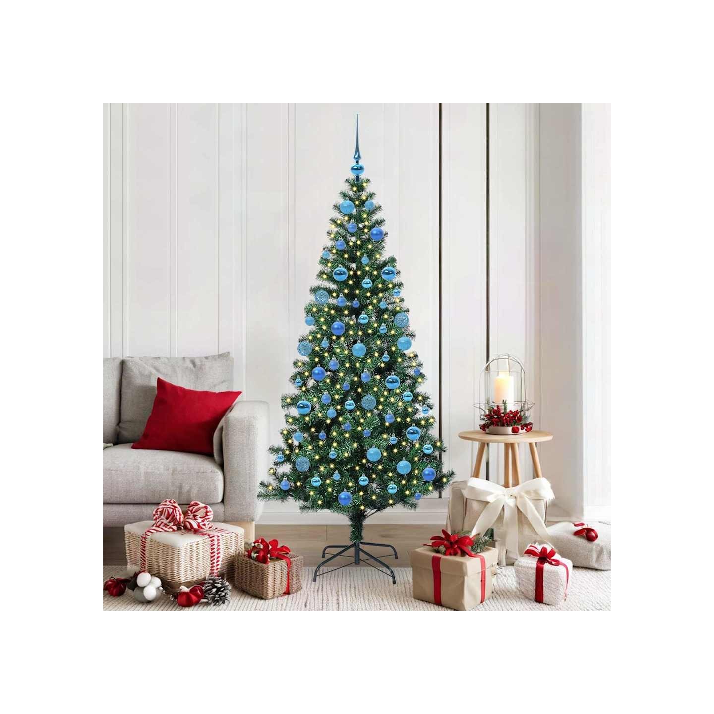 Sapin de Noël artificiel pré-éclairé Vert 180 cm PVC et métal