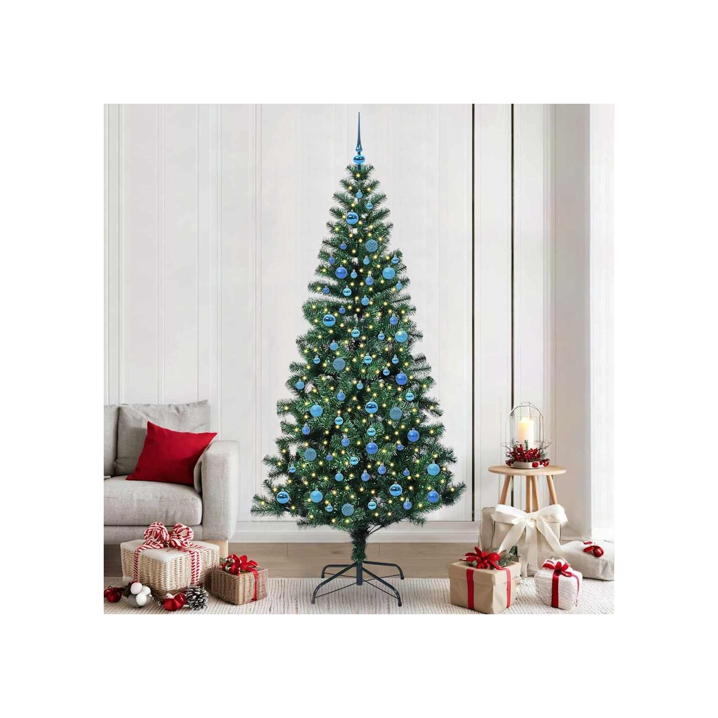 Sapin de Noël artificiel pré-éclairé Vert 240 cm PVC et métal