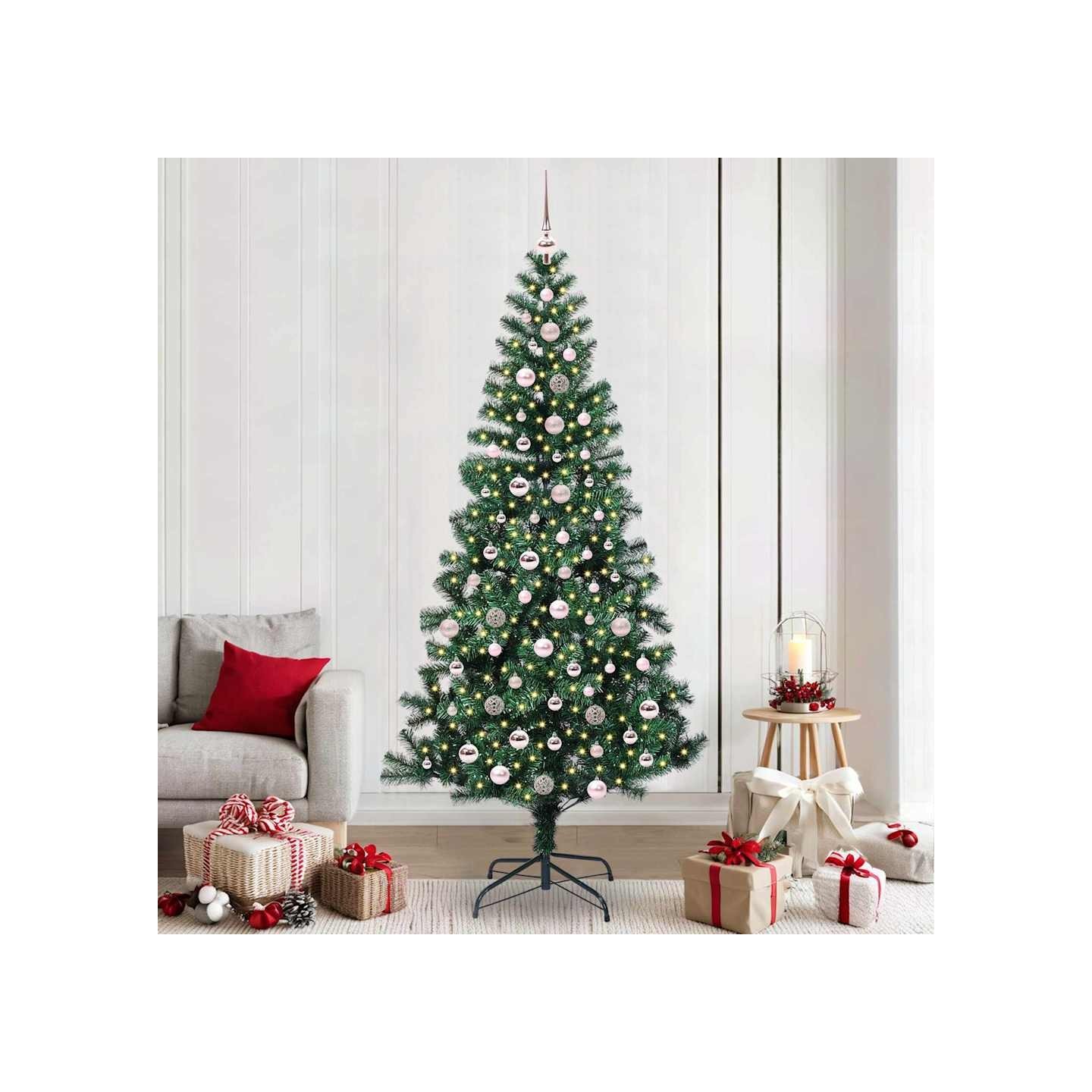 Sapin de Noël artificiel pré-éclairé Vert 240 cm PVC et métal