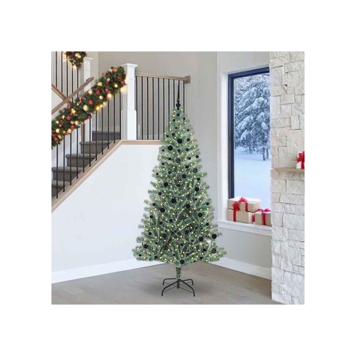 Arbre de Noël artificiel floconné de neige avec lumière LED